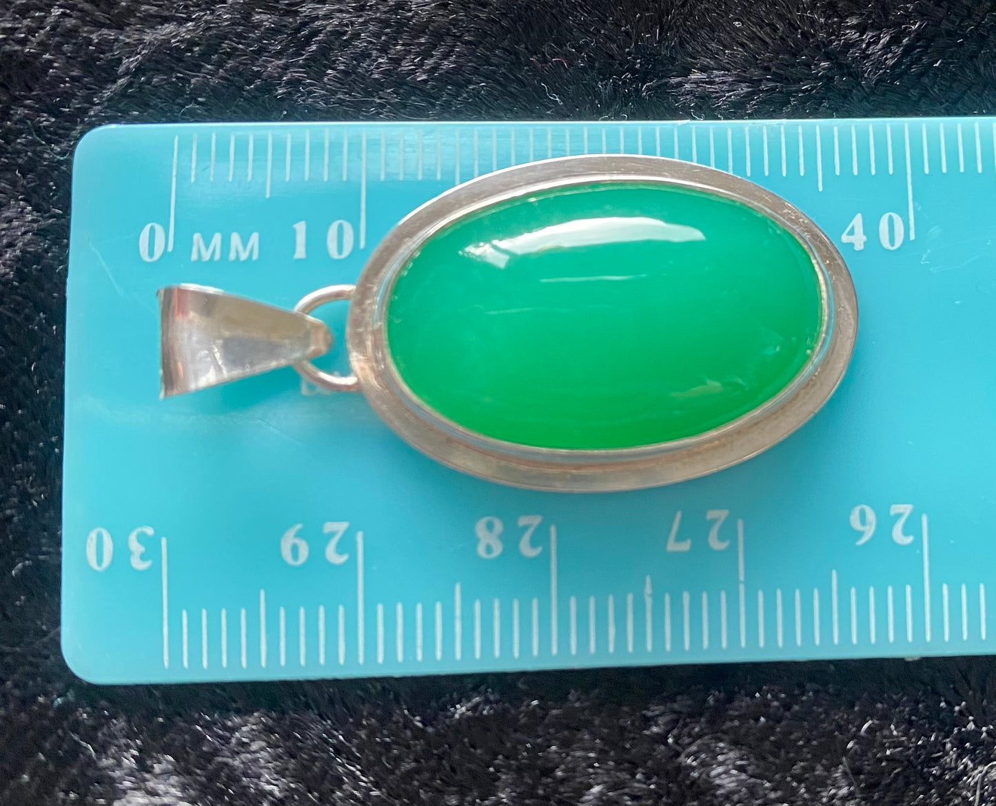 Gorgeous Green Chrysoprase Pendant with Sterling Silver setting