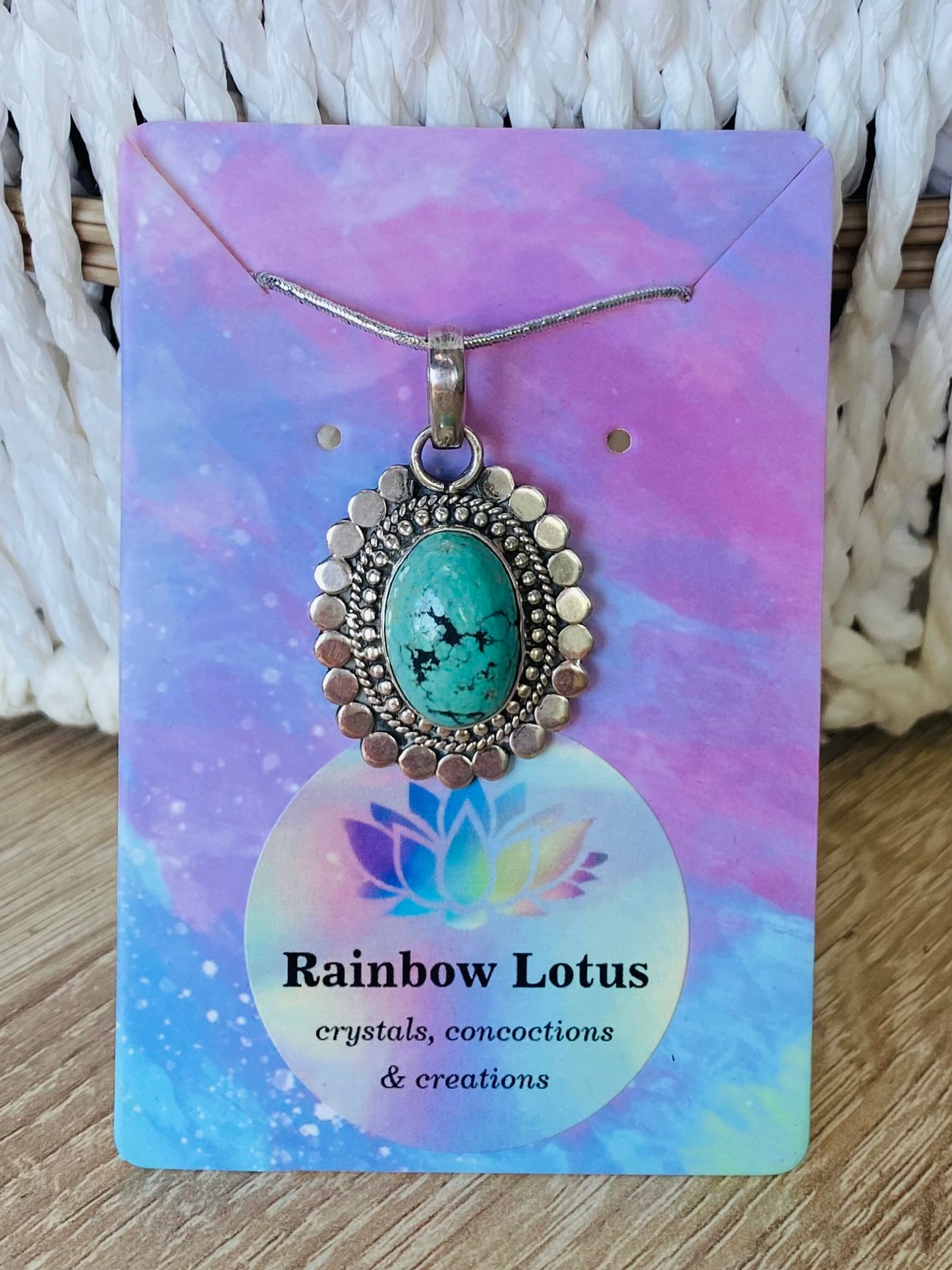 Gorgeous Boho Turquoise Pendant with Sterling Silver setting