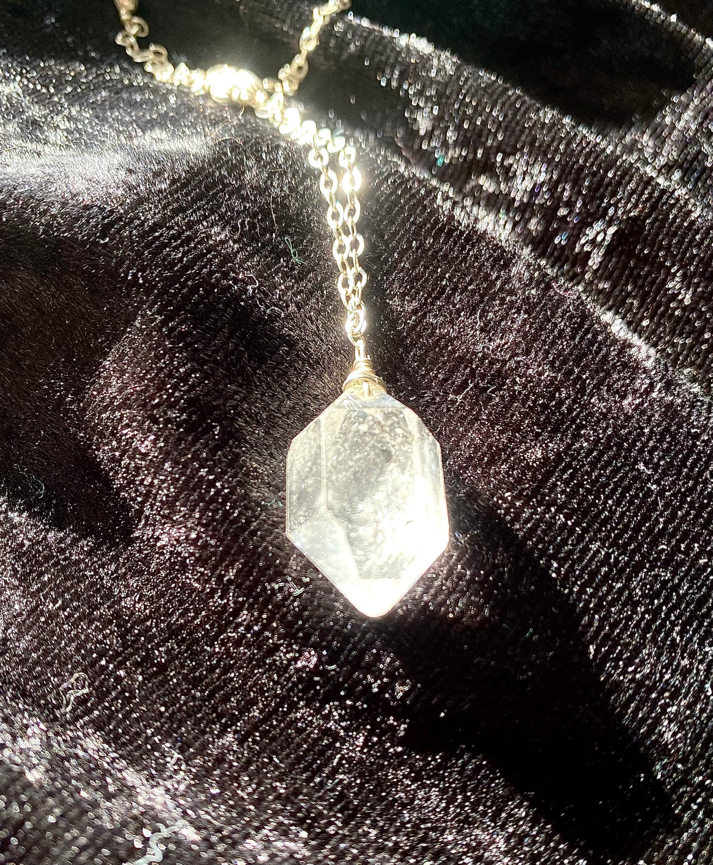 Large Herkimer Diamond on Sterling Silver Chain 52cm with 2cm extender