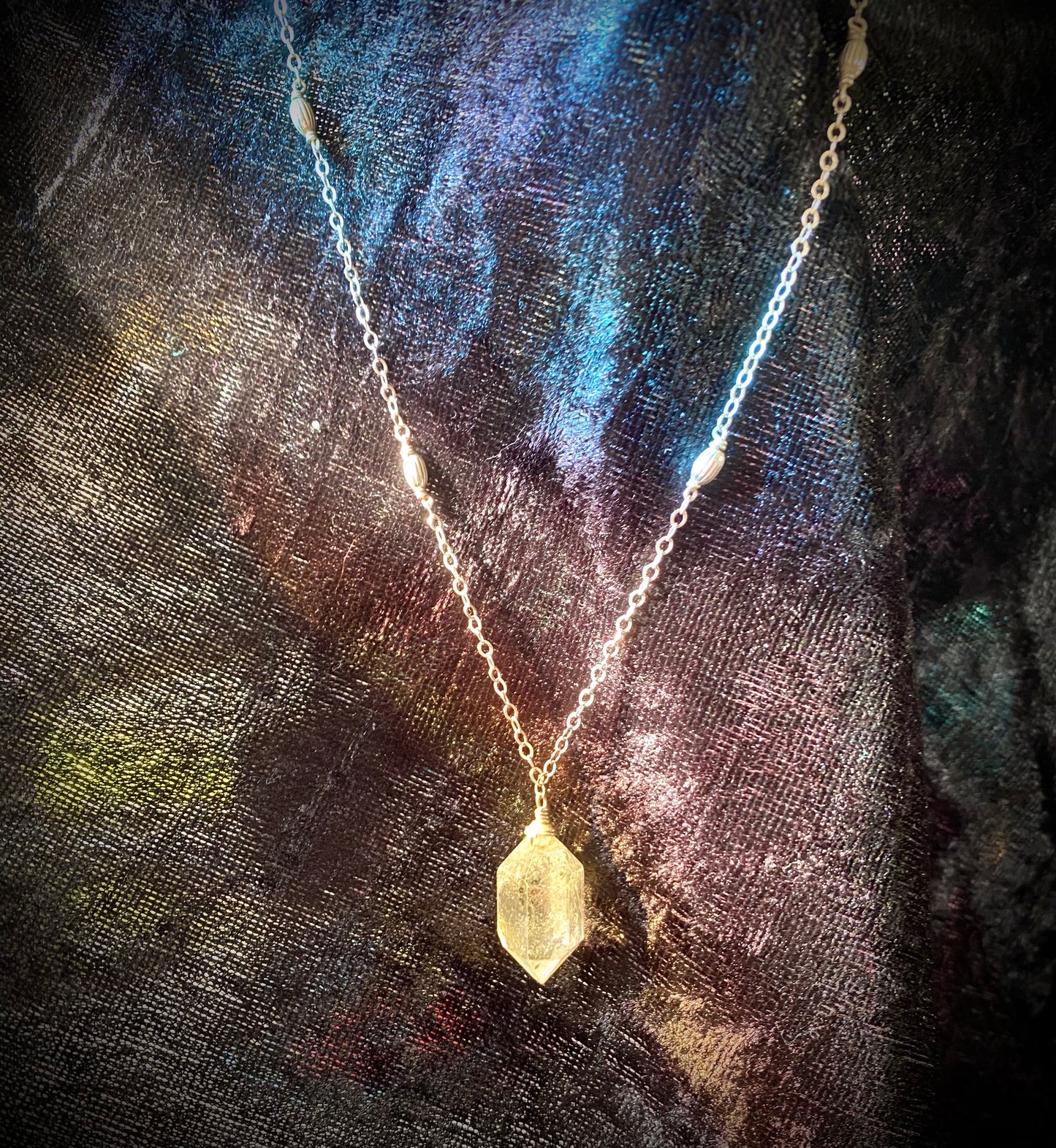 Large Herkimer Diamond on Sterling Silver Chain 52cm with 2cm extender