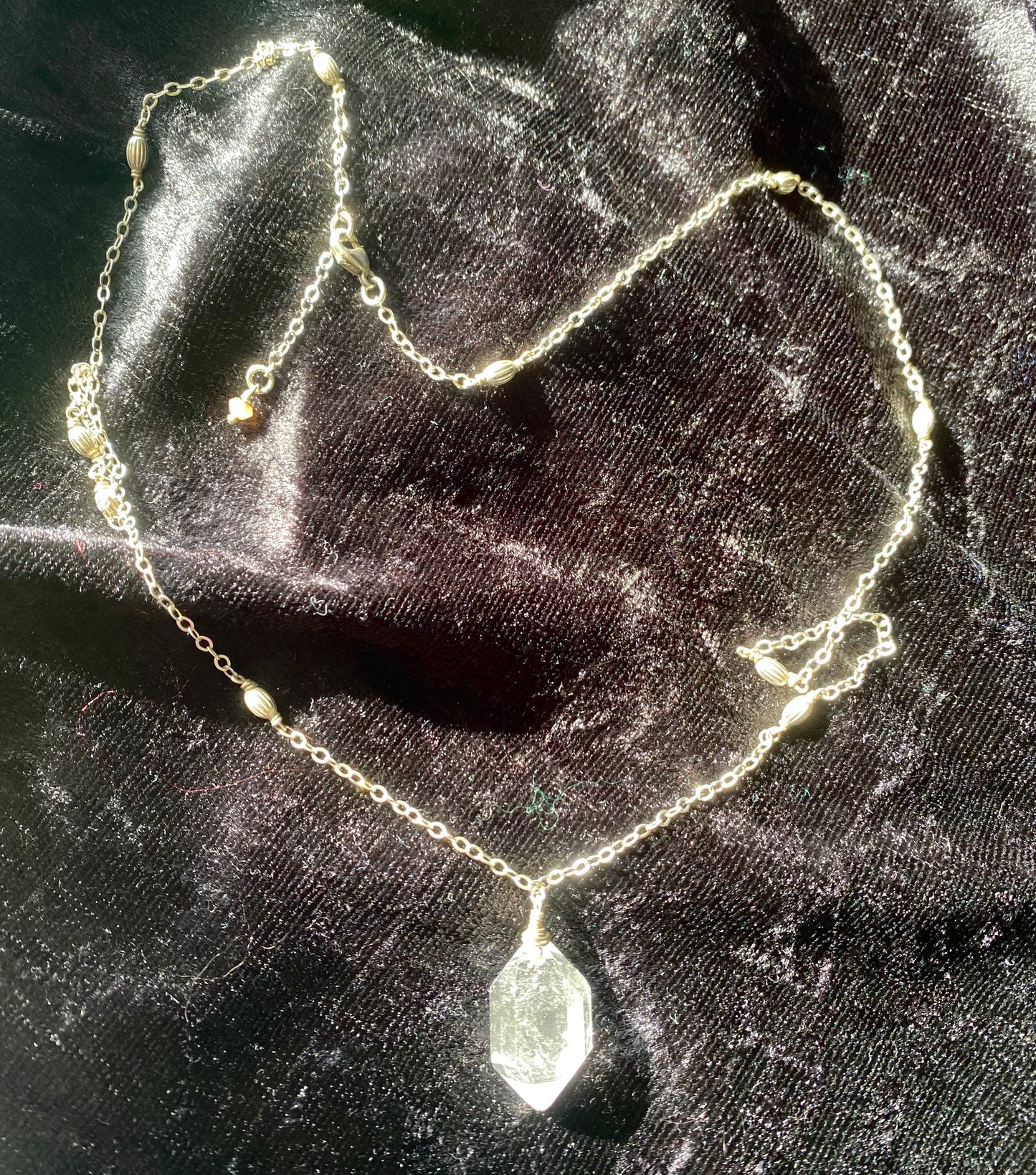 Large Herkimer Diamond on Sterling Silver Chain 52cm with 2cm extender