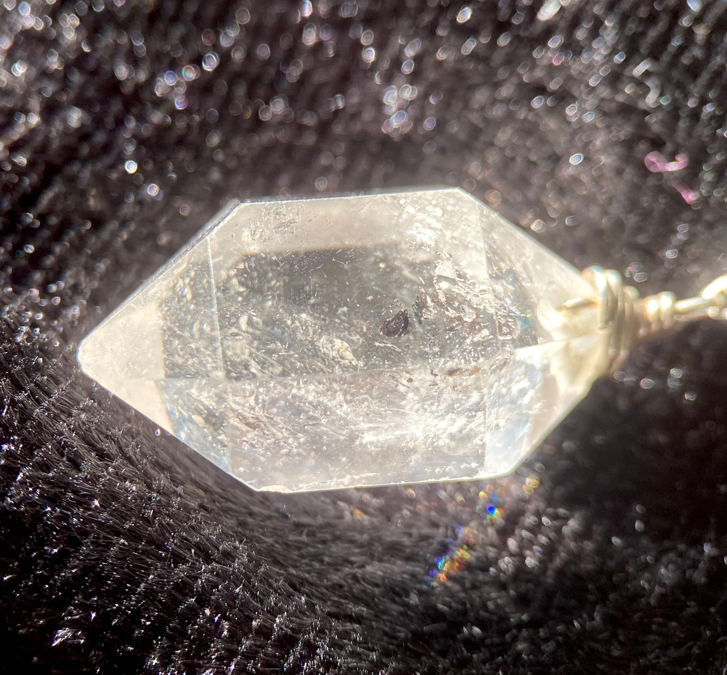 Large Herkimer Diamond on Sterling Silver Chain 52cm with 2cm extender