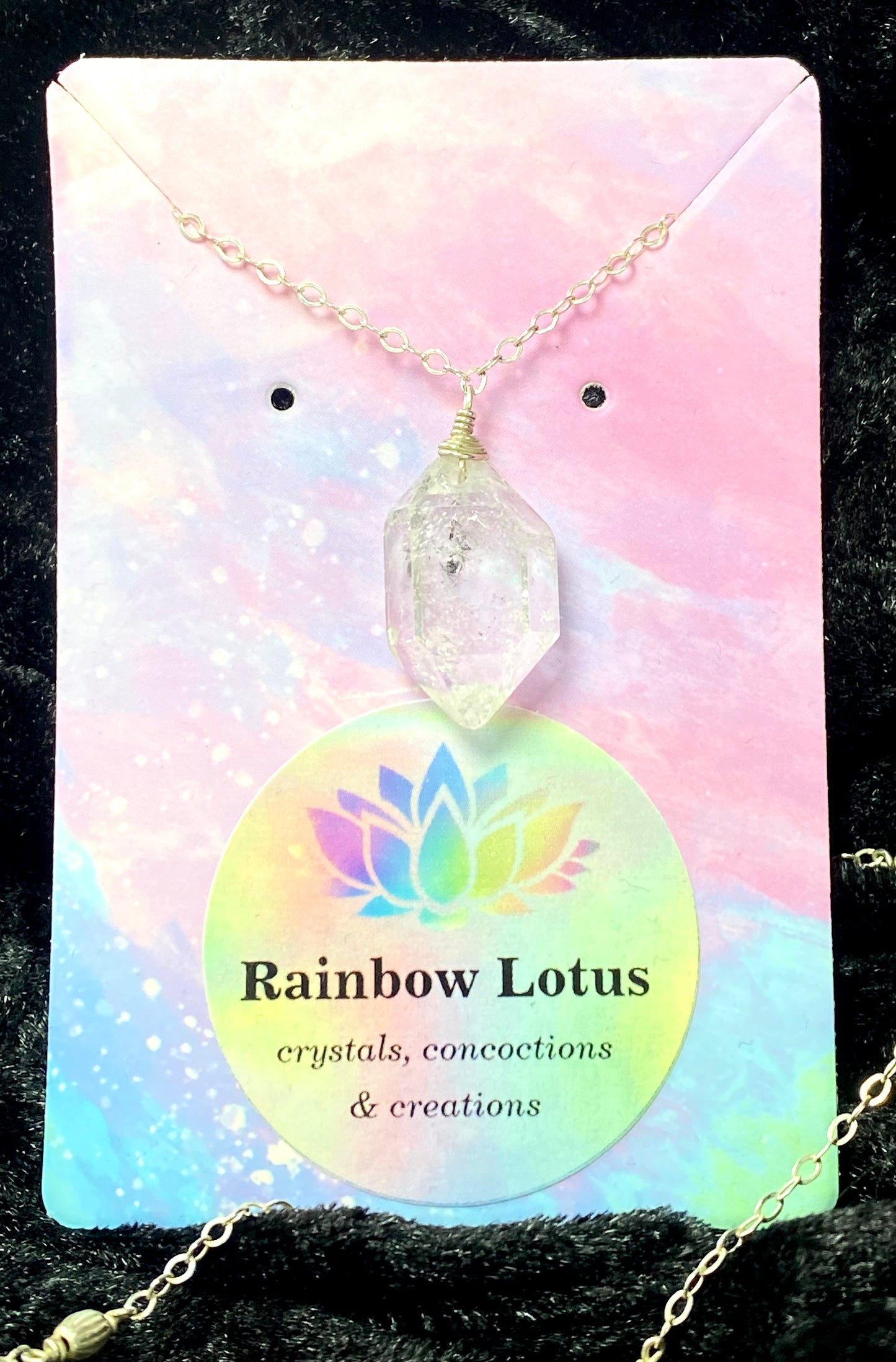 Large Herkimer Diamond on Sterling Silver Chain 52cm with 2cm extender