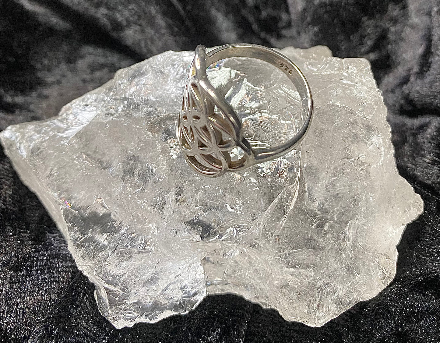 Spiritual Sterling Silver Sacred Geometry Seed of Life Ring size 9