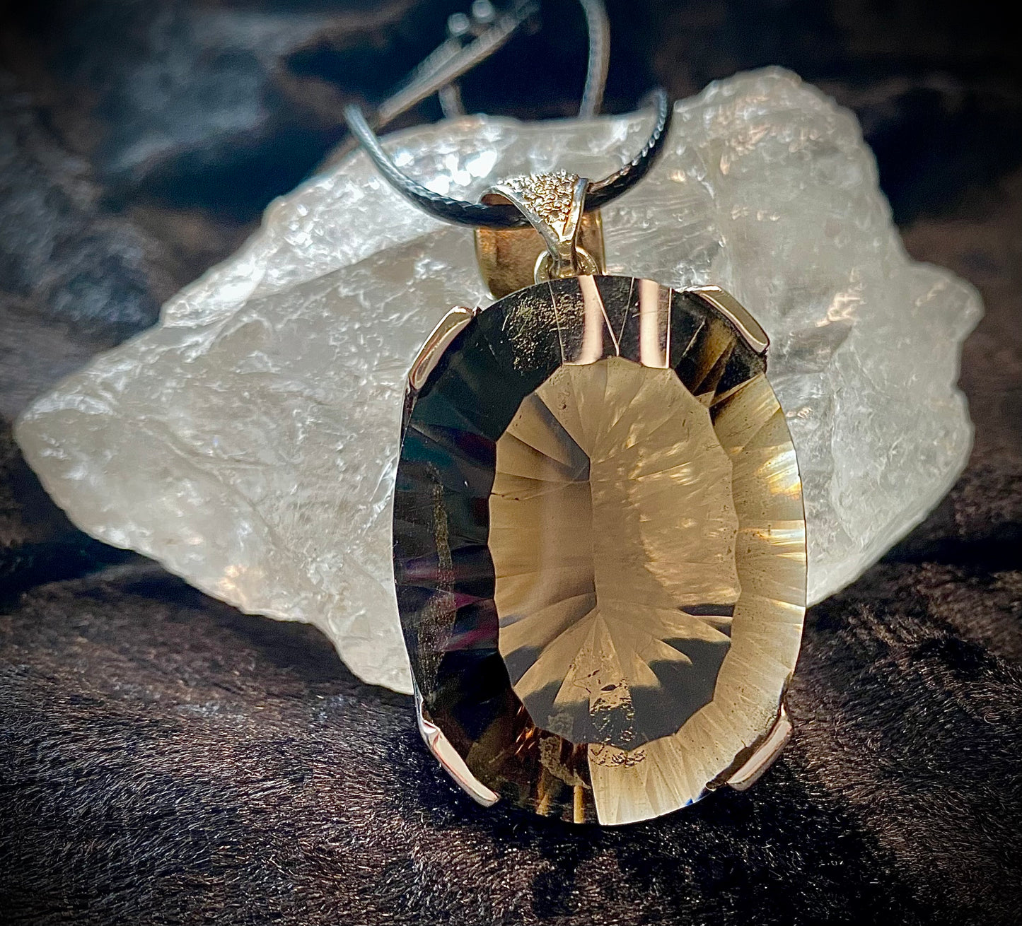 Stunning Smoky Quartz Sterling Silver Statement Pendant