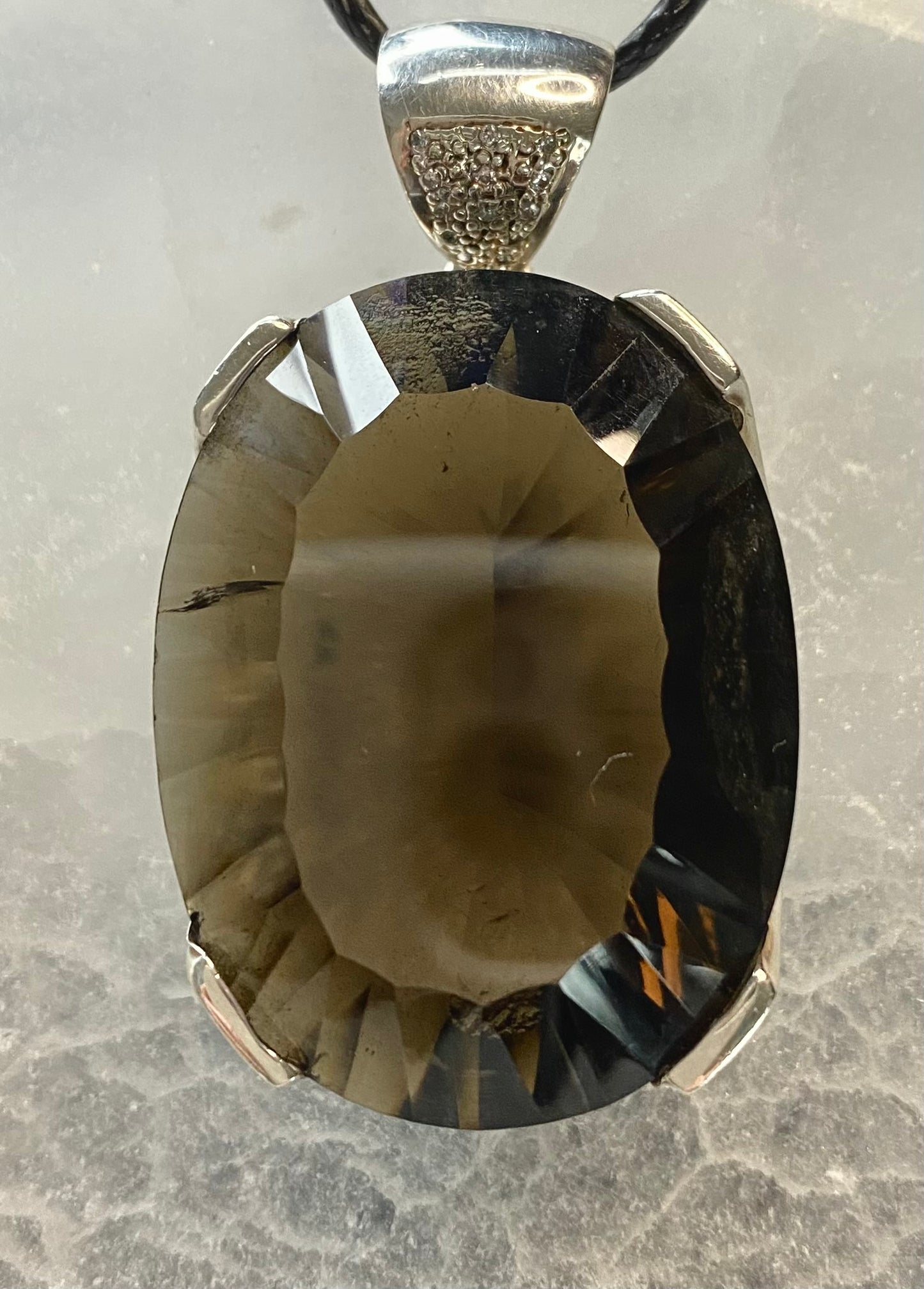 Stunning Smoky Quartz Sterling Silver Statement Pendant