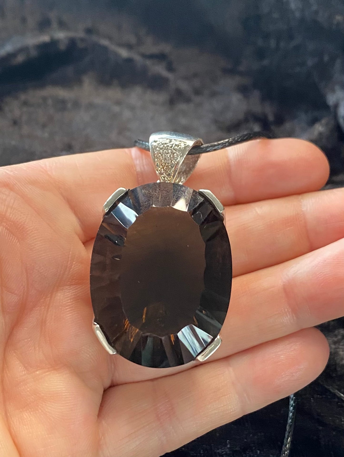 Stunning Smoky Quartz Sterling Silver Statement Pendant