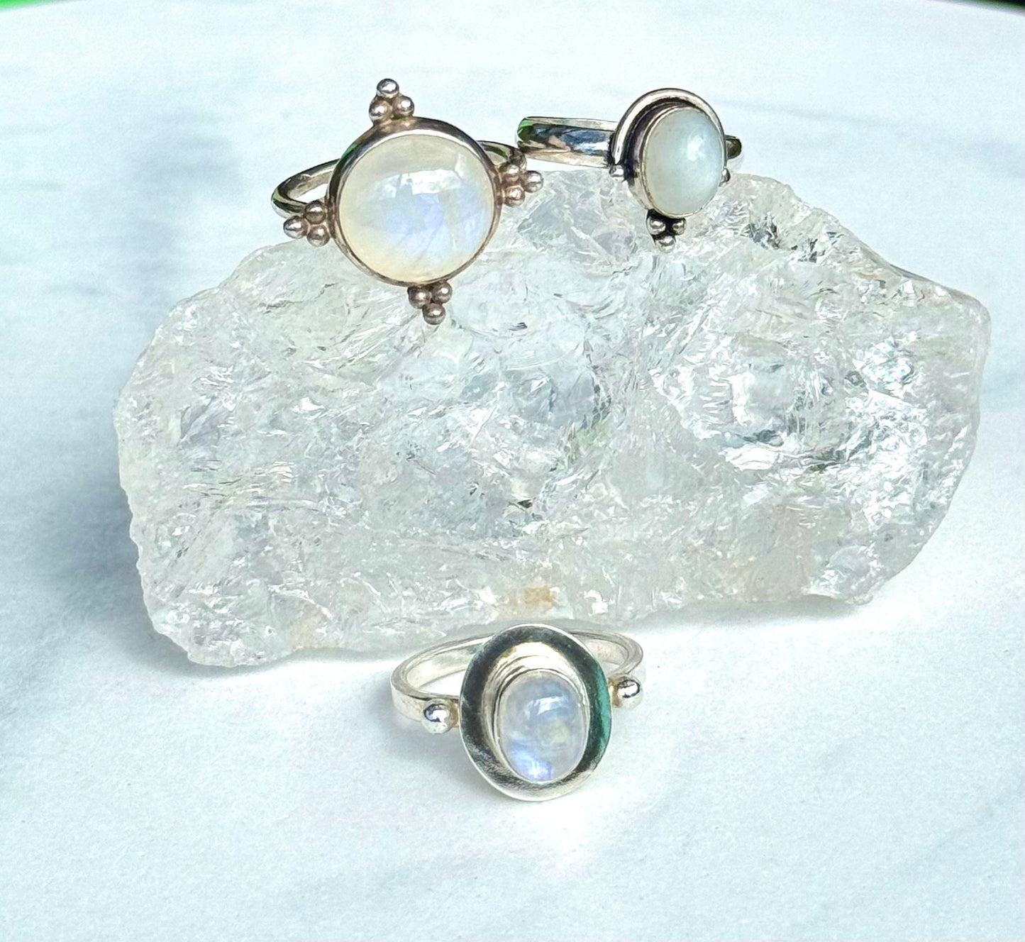 Gorgeous Rainbow Moonstone Ring on Sterling Silver