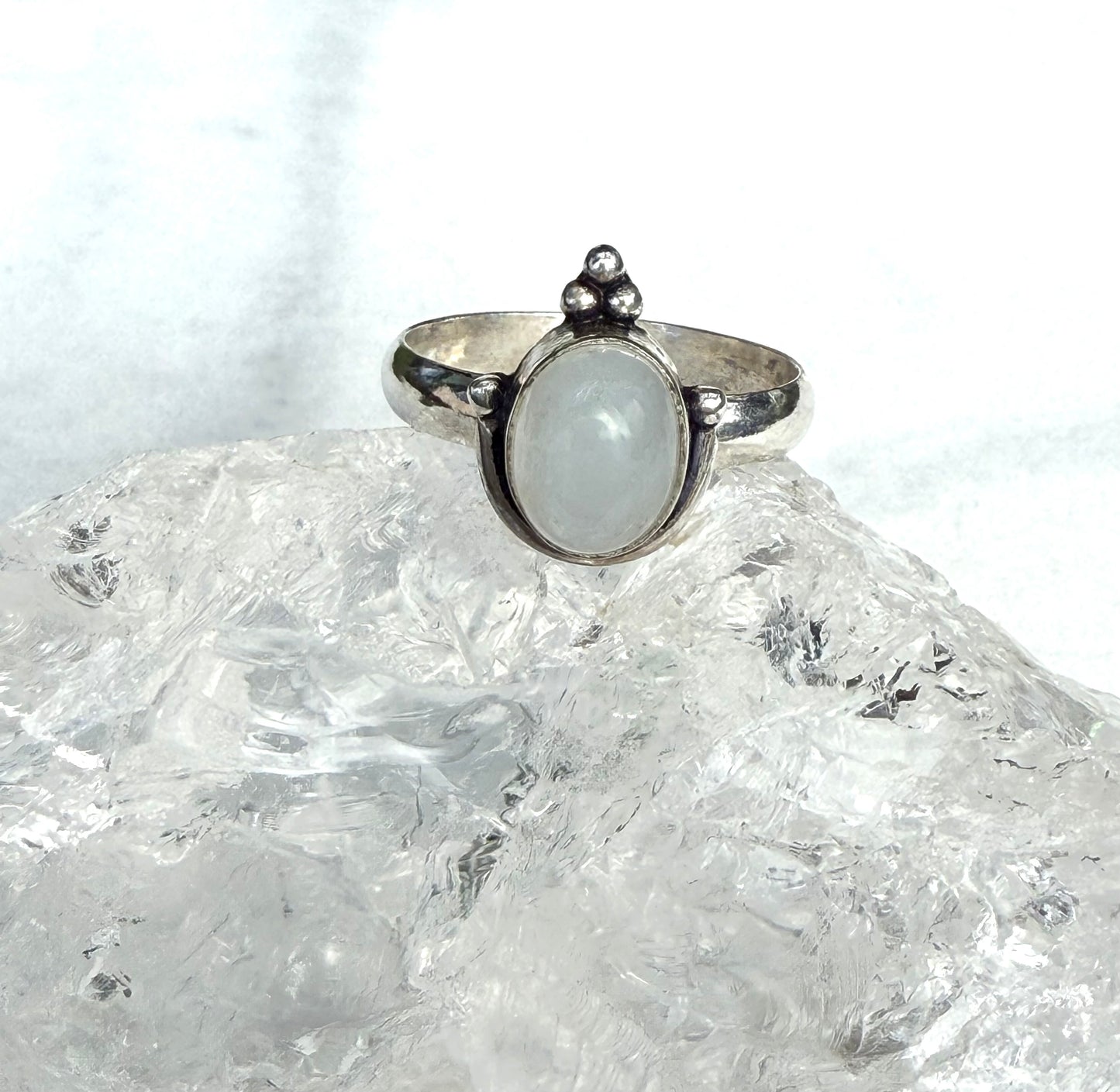 Gorgeous Milky Moonstone Ring -Sterling Silver