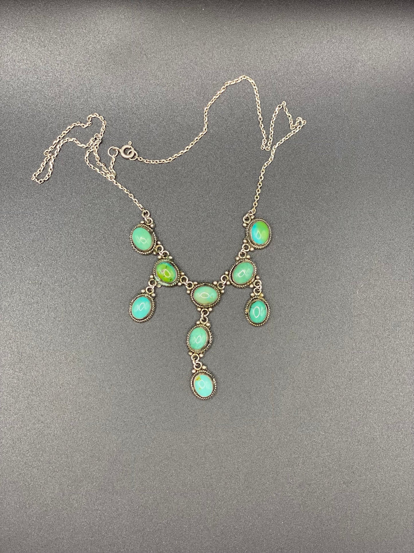Gorgeous Vintage Blue Turquoise Nine Stone Necklace