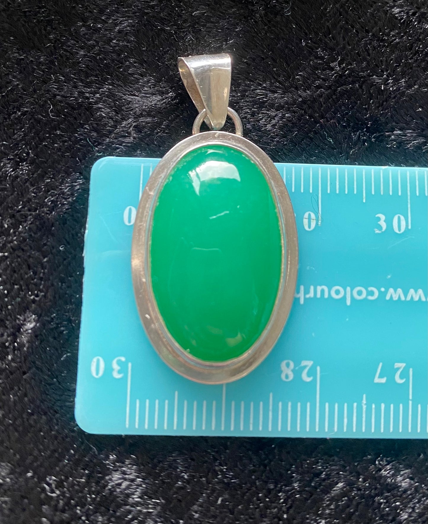 Gorgeous Green Chrysoprase Pendant with Sterling Silver setting