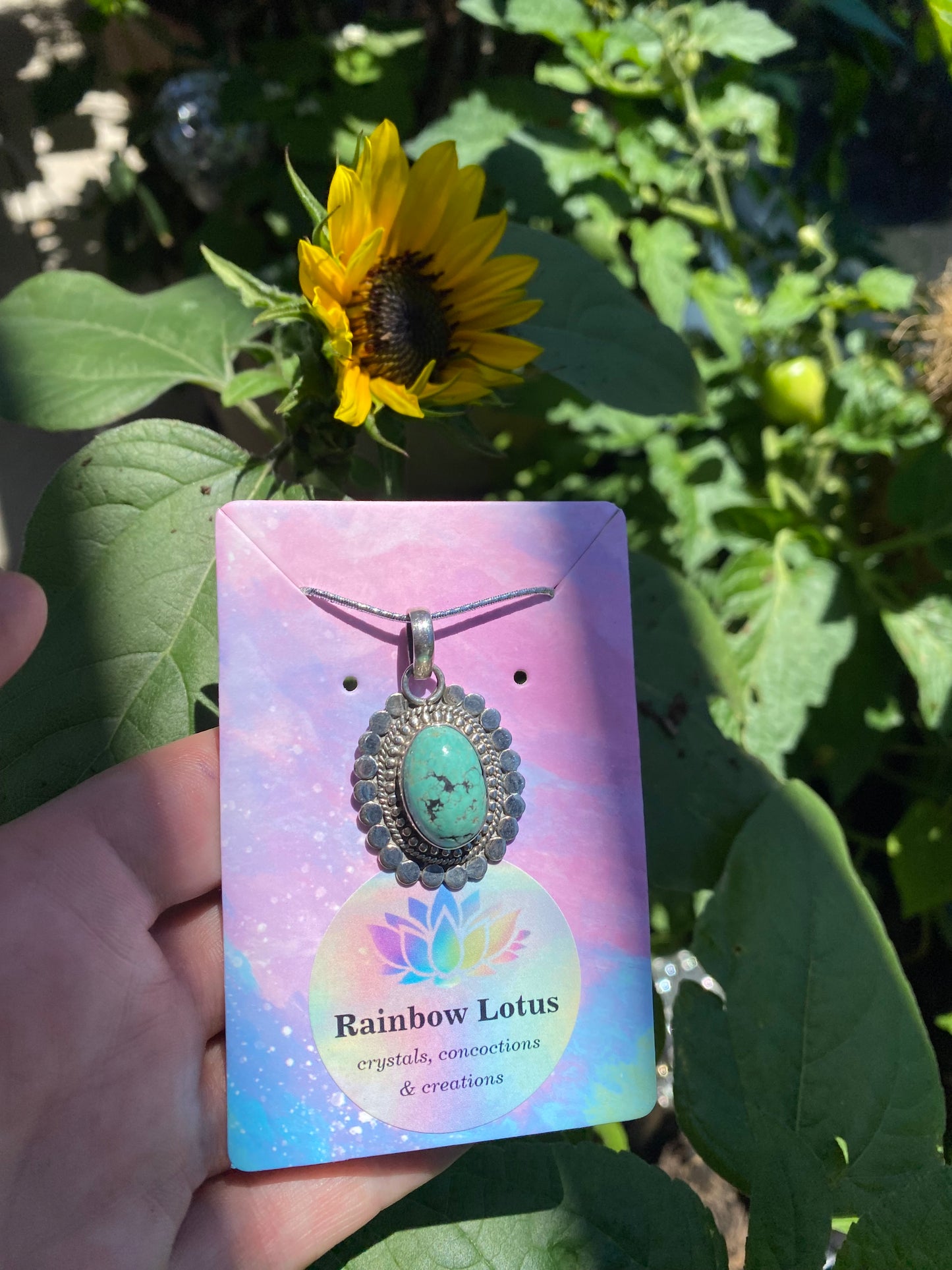 Gorgeous Boho Turquoise Pendant with Sterling Silver setting