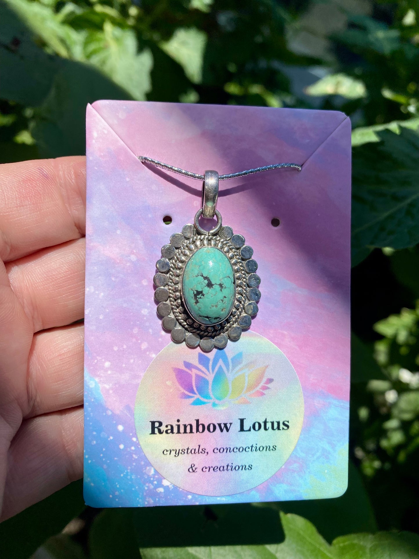 Gorgeous Boho Turquoise Pendant with Sterling Silver setting