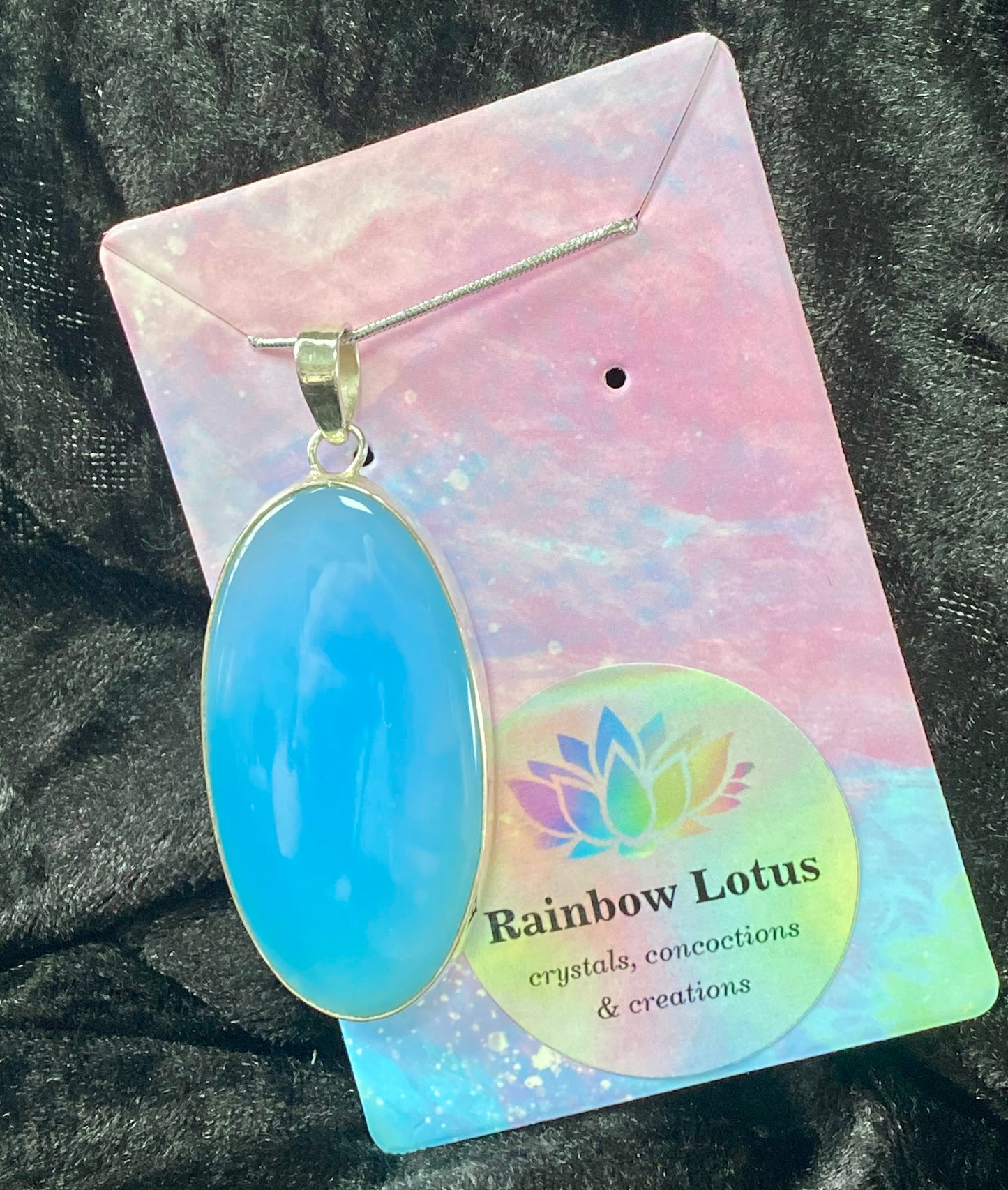 Gorgeous Blue Chalcedony Pendant with Sterling Silver setting