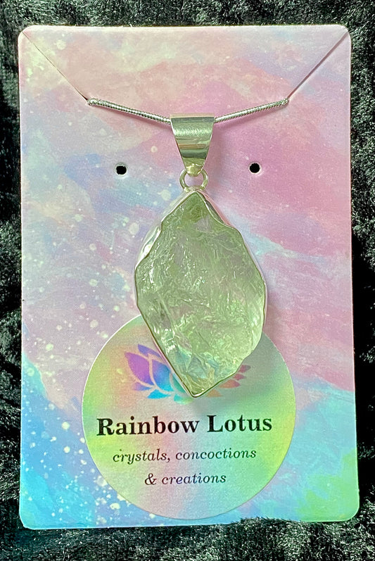 Gorgeous Green Amethyst Pendant with Sterling Silver setting