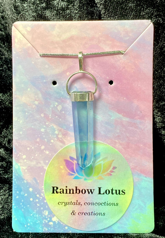 Aqua Aura Pointed Crystal Pendant