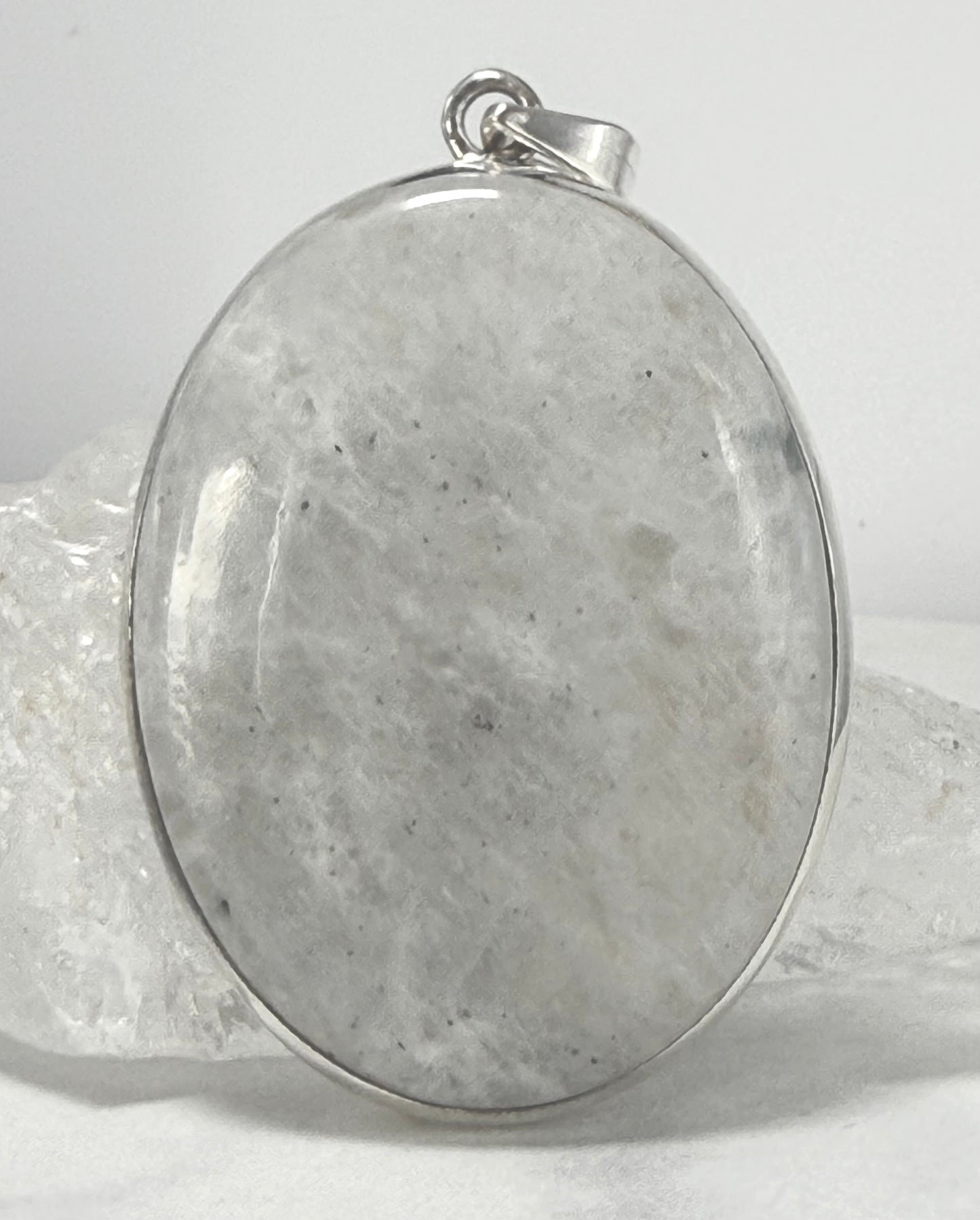 Amazing Blue Flash Moonstone Goddess Pendant in Sterling Silver