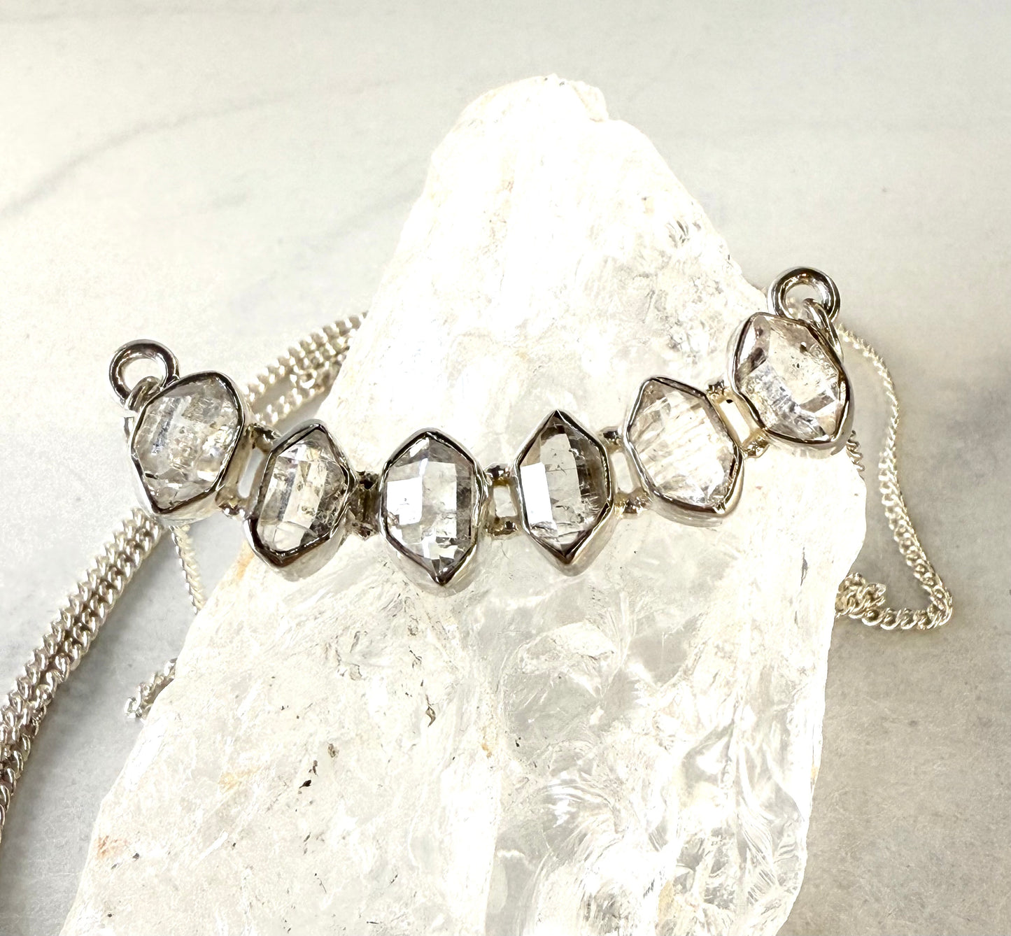 Raw Herkimer Diamond Talisman Necklace — 925 Sterling Silver
