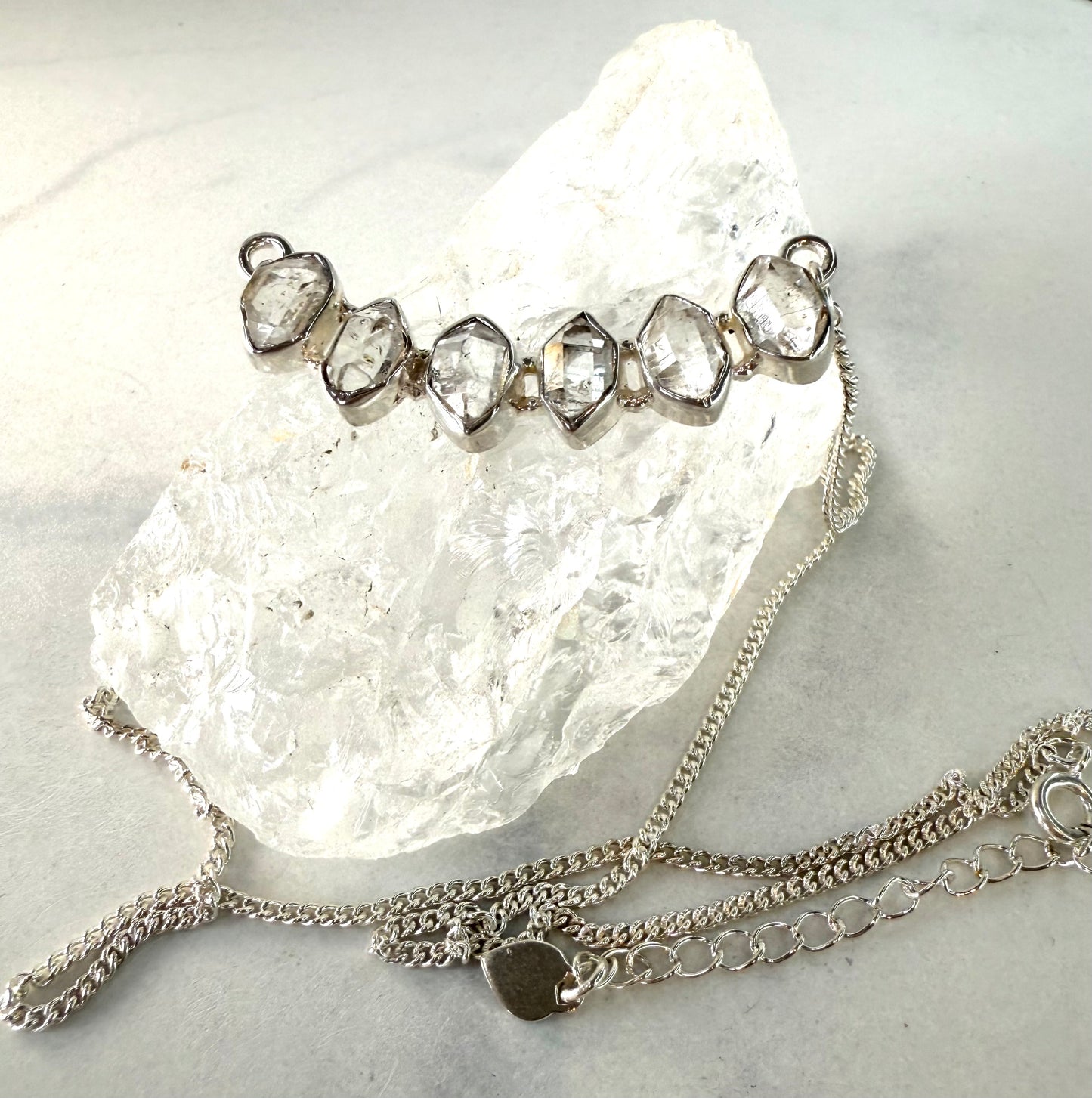 Raw Herkimer Diamond Talisman Necklace — 925 Sterling Silver