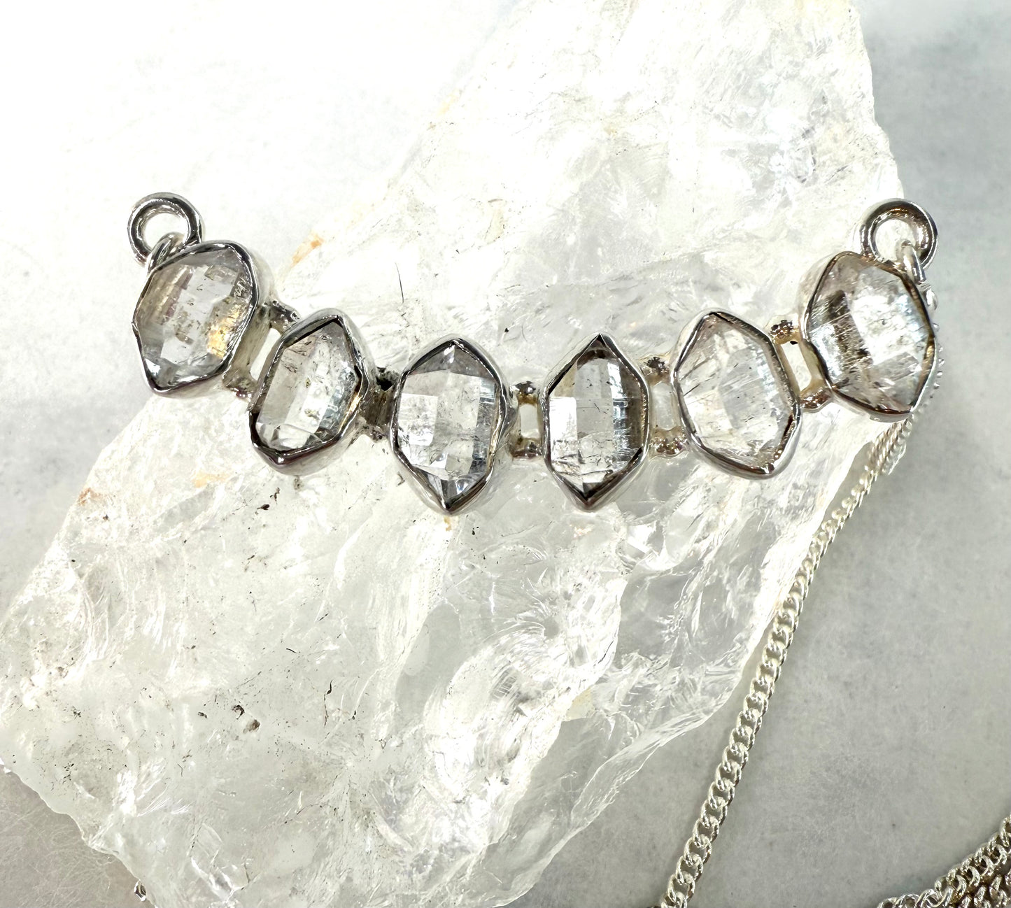 Raw Herkimer Diamond Talisman Necklace — 925 Sterling Silver