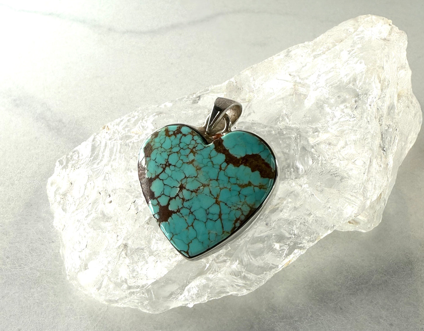 Sweet Turquoise Love Heart Pendant  in Sterling Silver