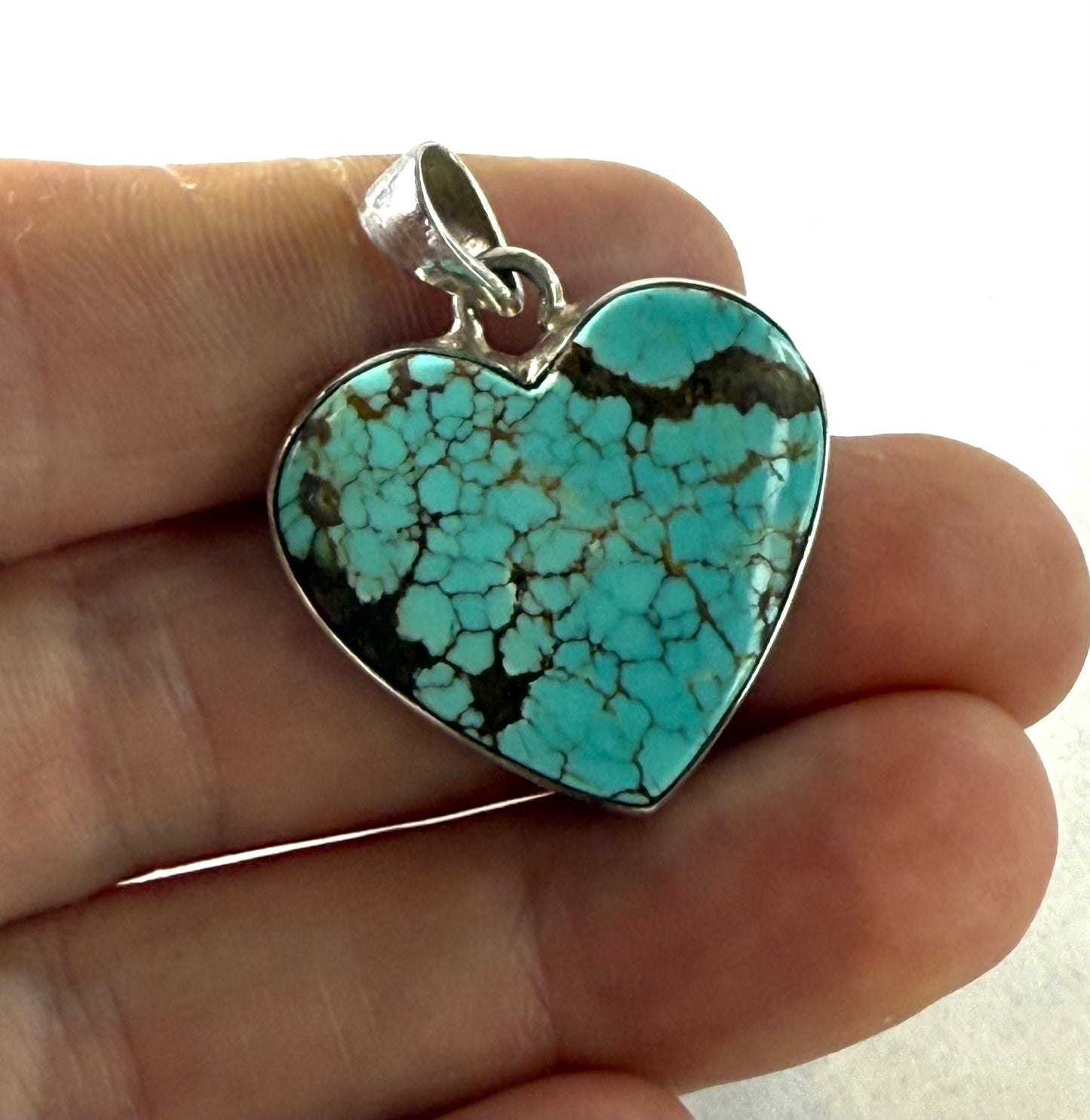 Sweet Turquoise Love Heart Pendant  in Sterling Silver