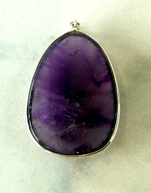 Stunning Large Violet Amethyst Pendant in Sterling Silver