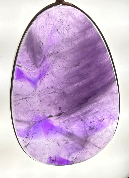 Stunning Large Violet Amethyst Pendant in Sterling Silver