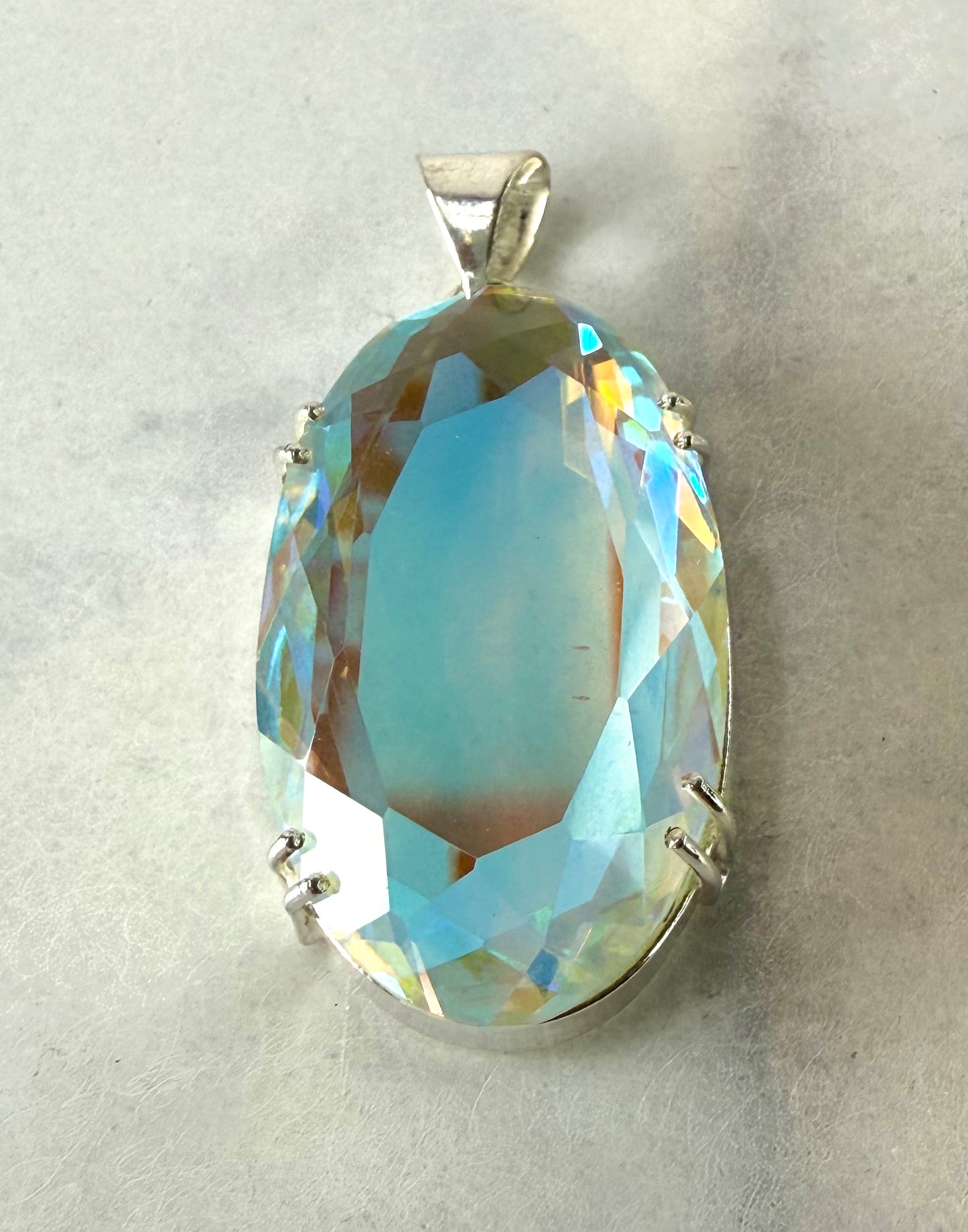 Stunning Mythical Rainbow Topaz Pendant -Sterling Silver