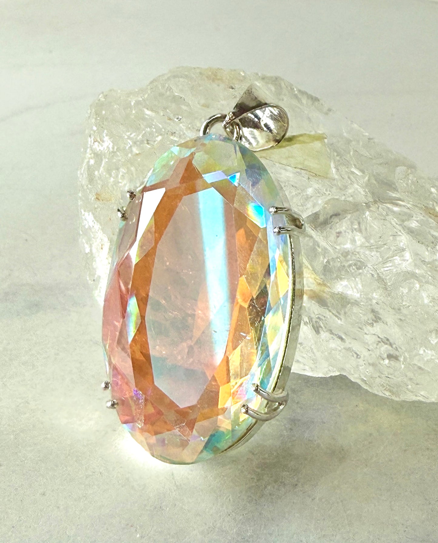 Stunning Mythical Rainbow Topaz Pendant -Sterling Silver