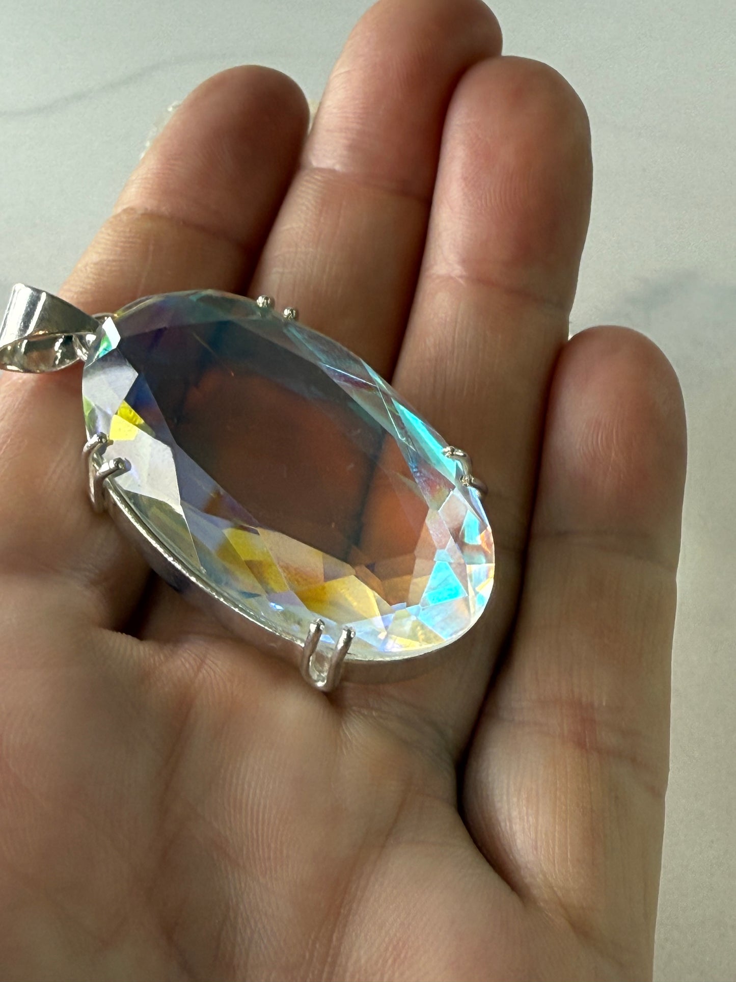 Stunning Mythical Rainbow Topaz Pendant -Sterling Silver