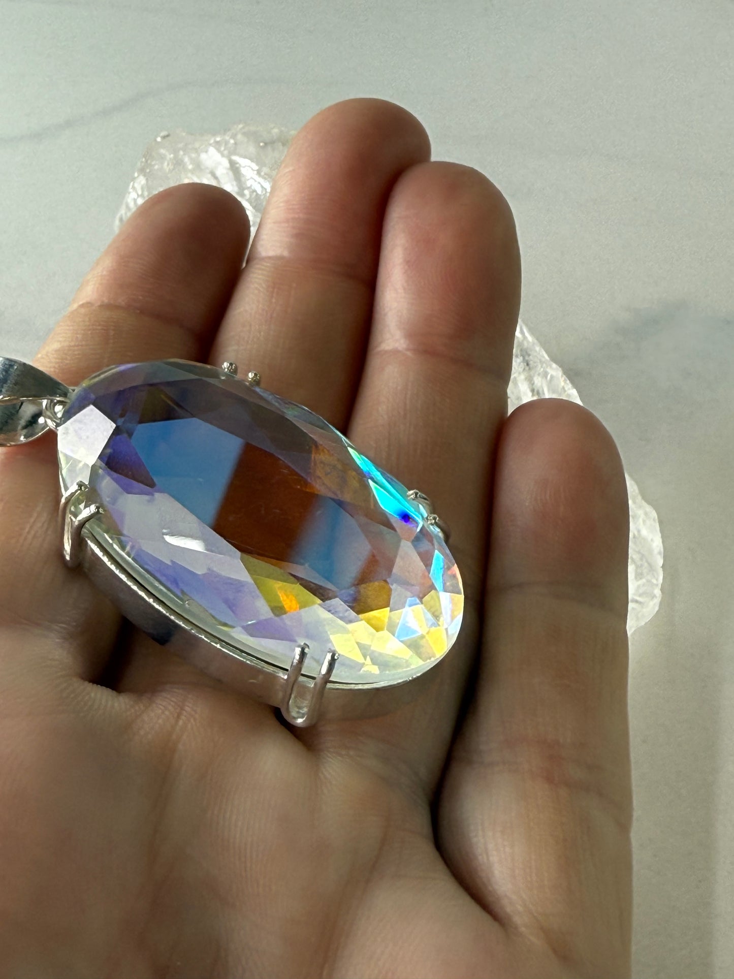Stunning Mythical Rainbow Topaz Pendant -Sterling Silver