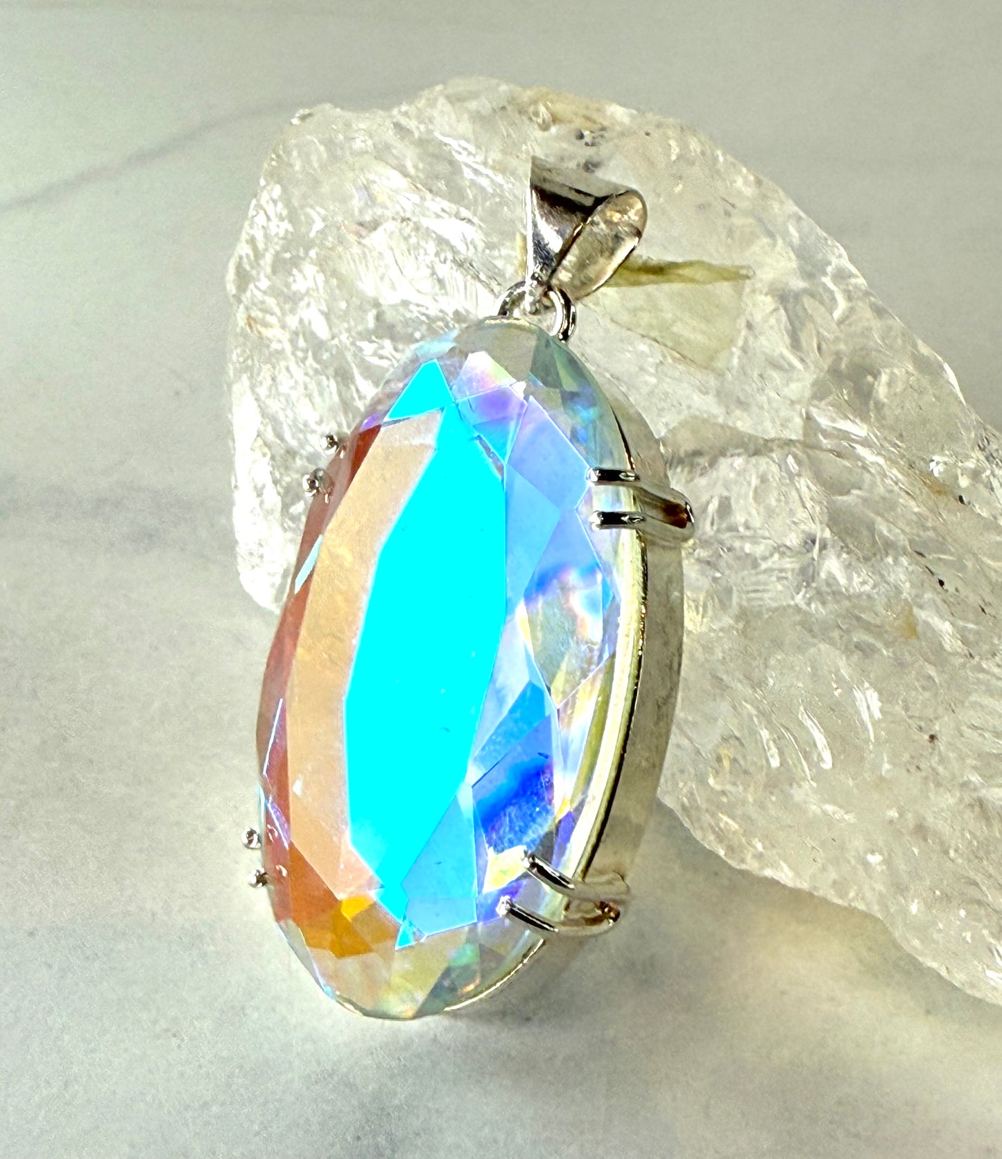 Stunning Mythical Rainbow Topaz Pendant -Sterling Silver