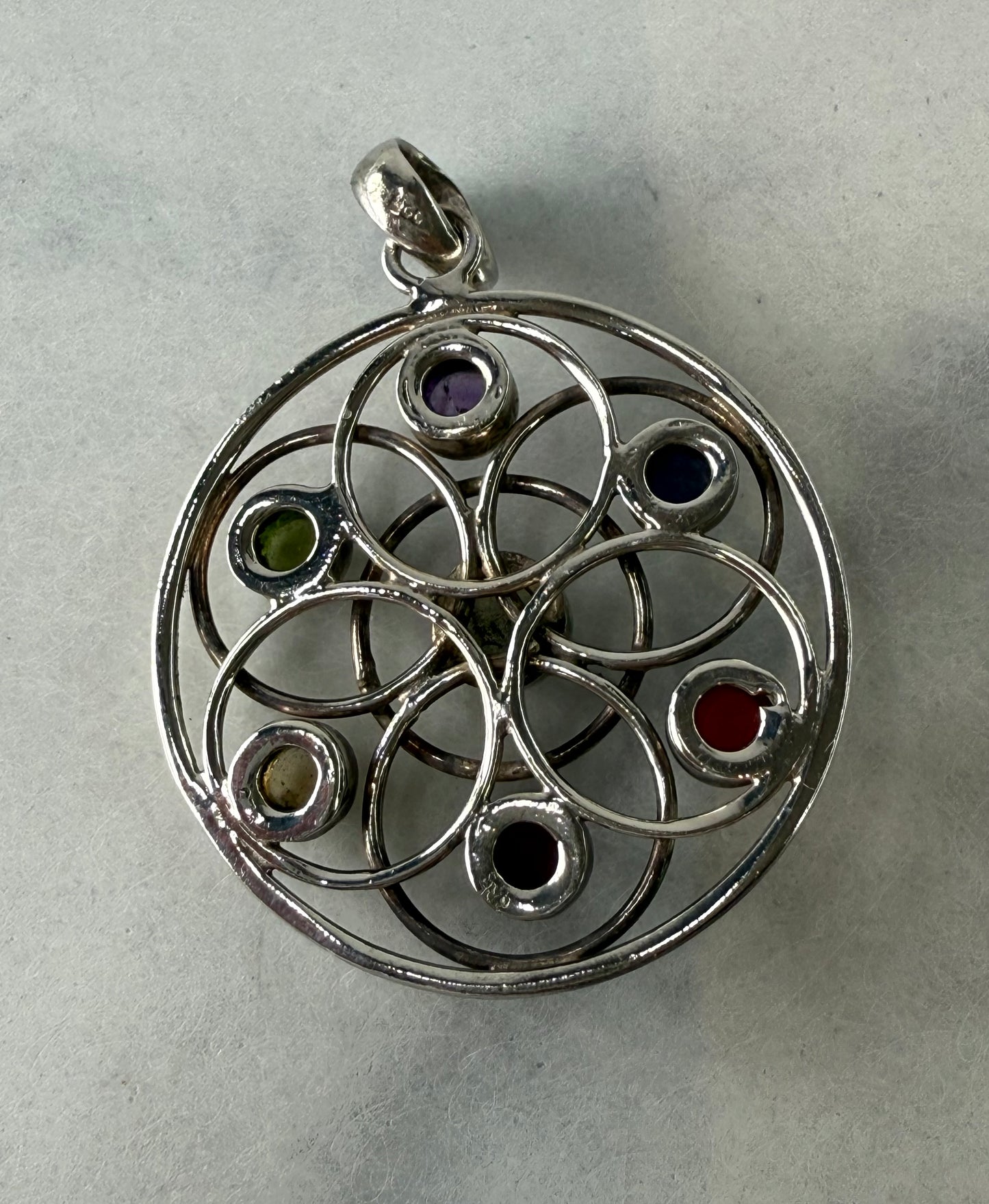 Delicate Flower of Life Vintage Sterling Silver Pendant