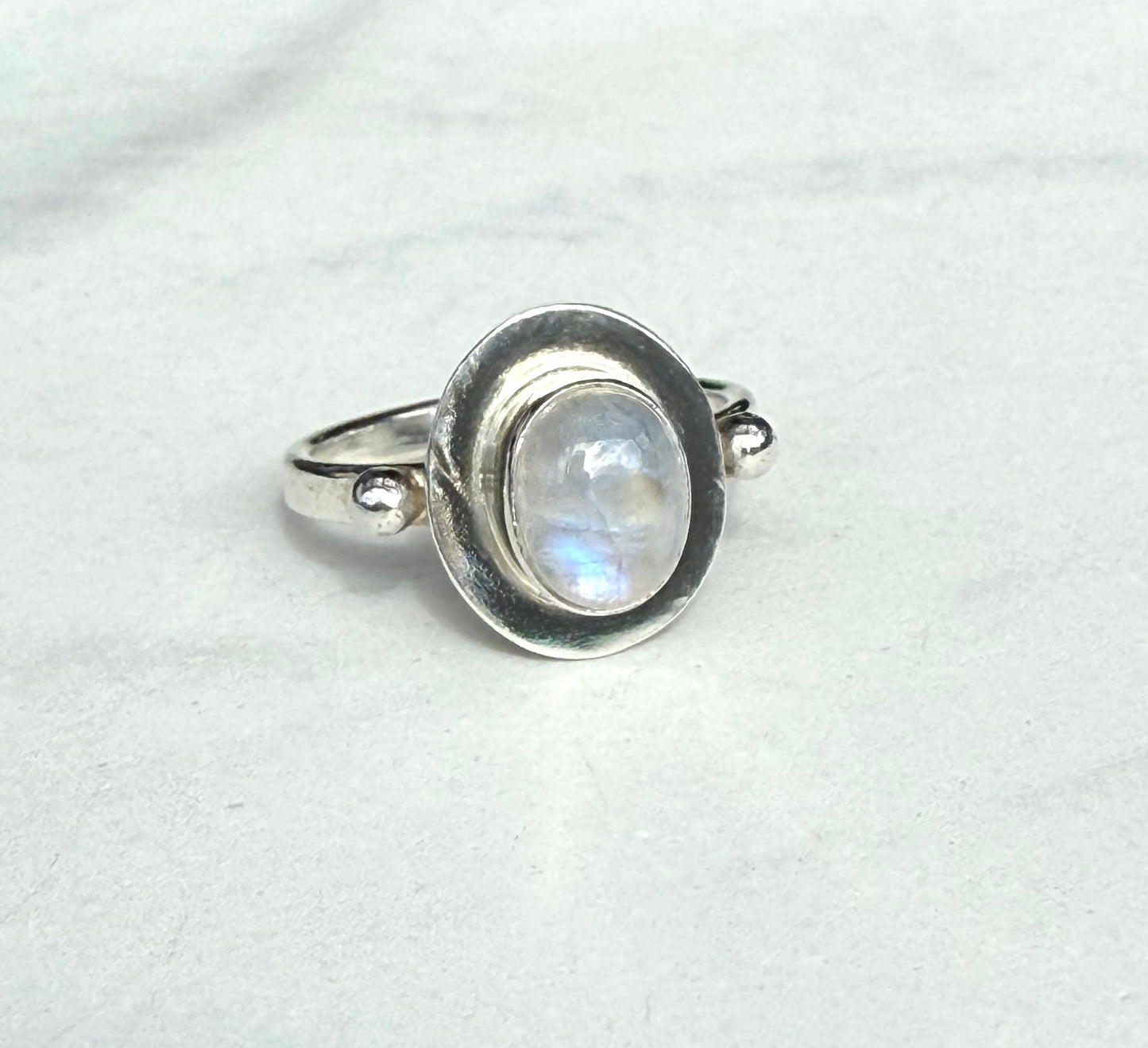 Gorgeous Rainbow Moonstone Ring on Sterling Silver
