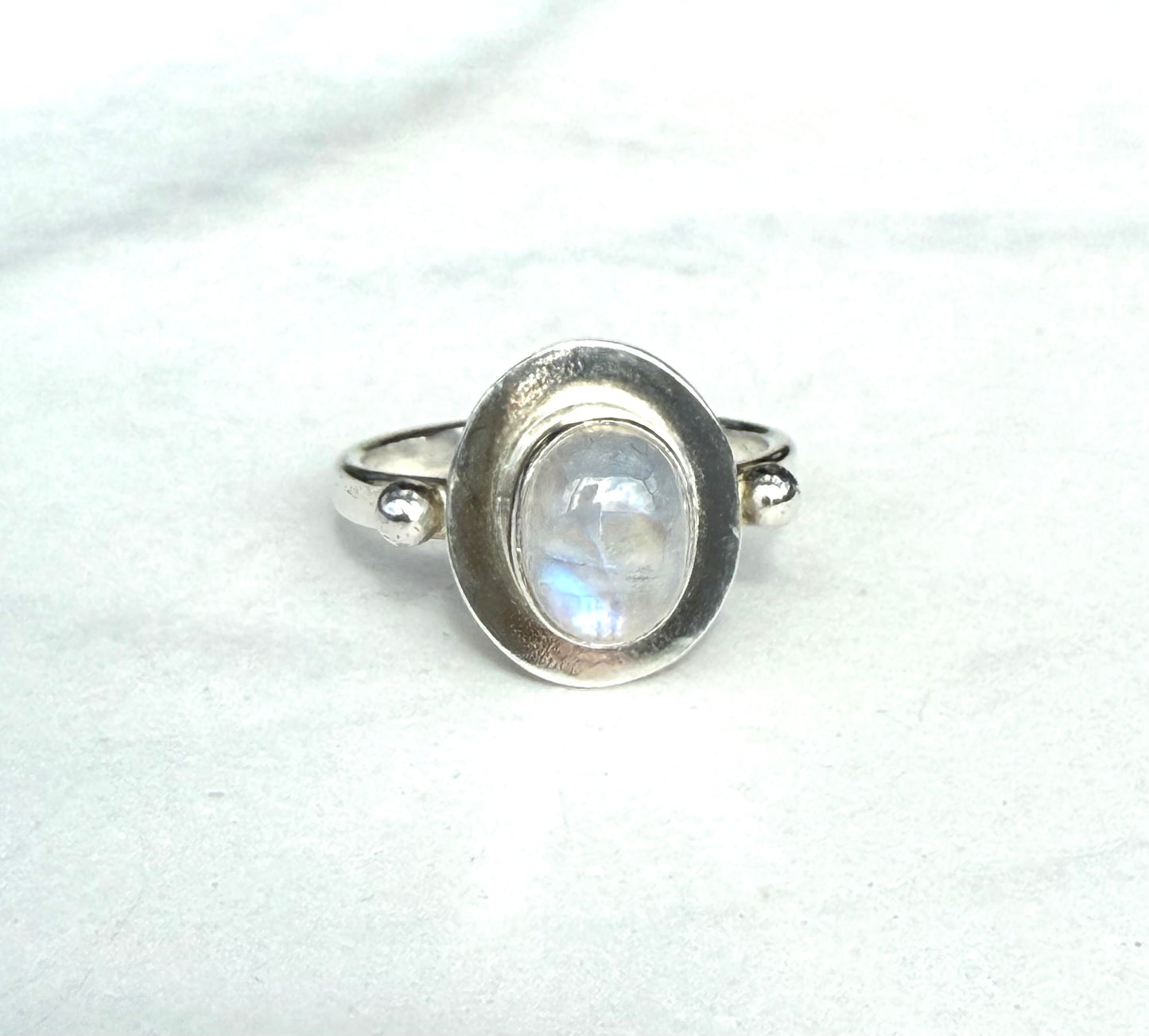 Gorgeous Rainbow Moonstone Ring on Sterling Silver
