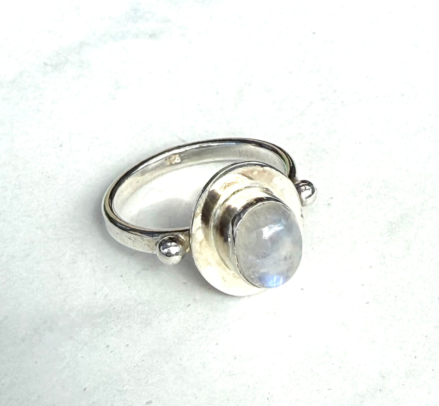 Gorgeous Rainbow Moonstone Ring on Sterling Silver