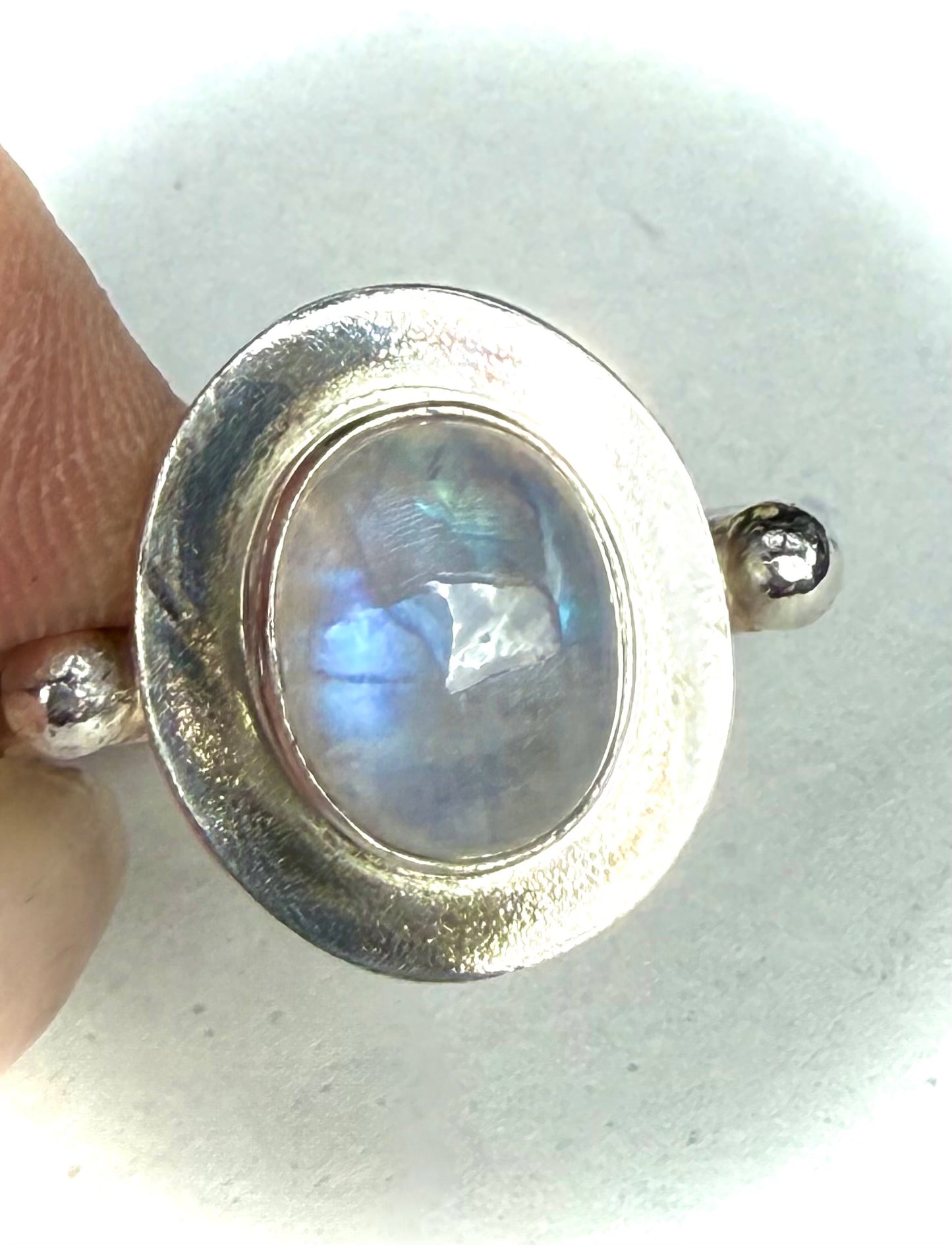 Gorgeous Rainbow Moonstone Ring on Sterling Silver