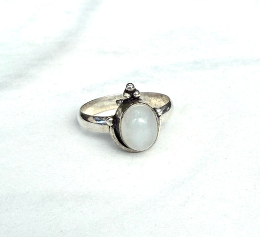 Gorgeous Milky Moonstone Ring -Sterling Silver