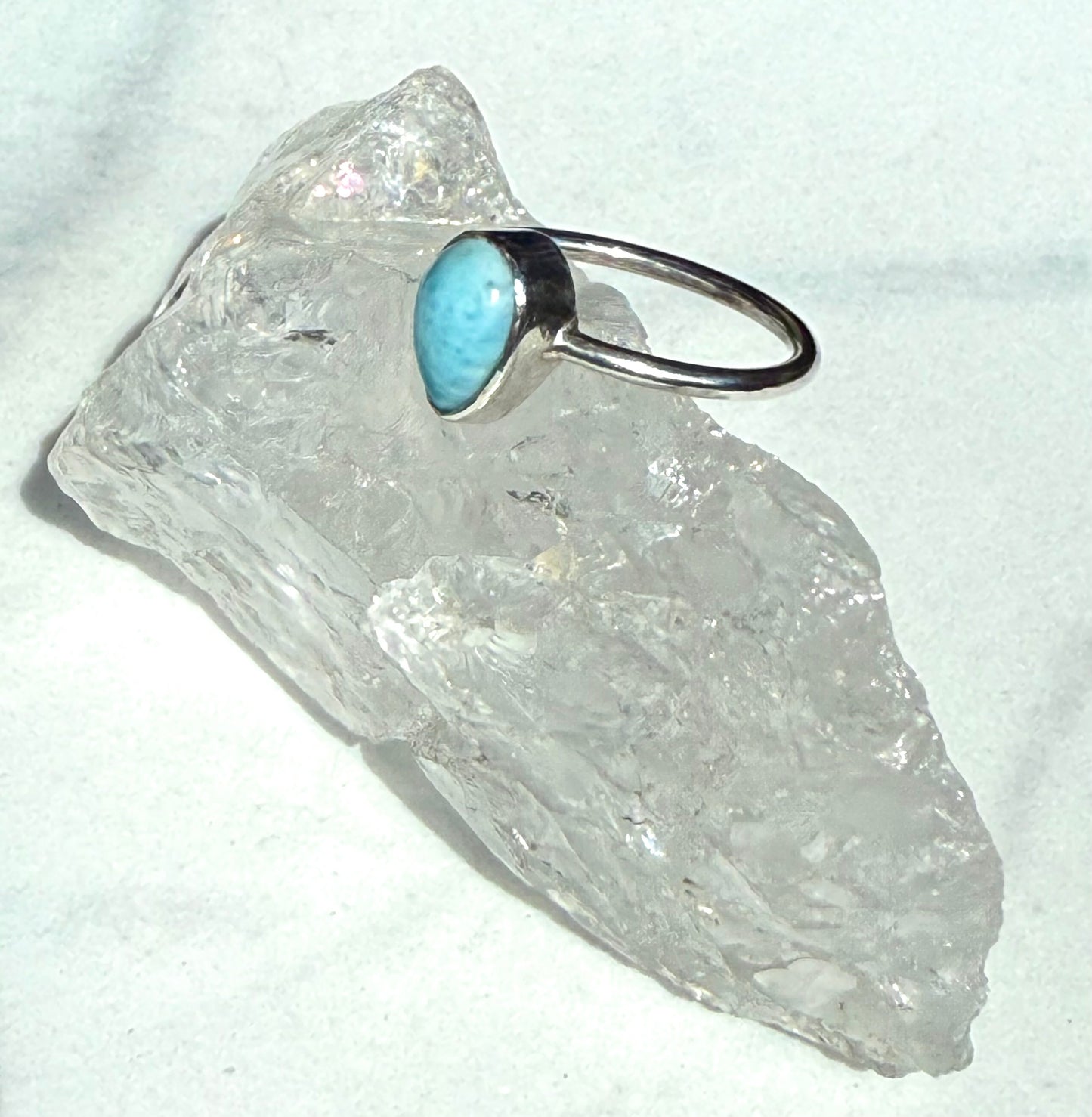 Gorgeous Blue Larimar Sterling Silver Handmade Ring