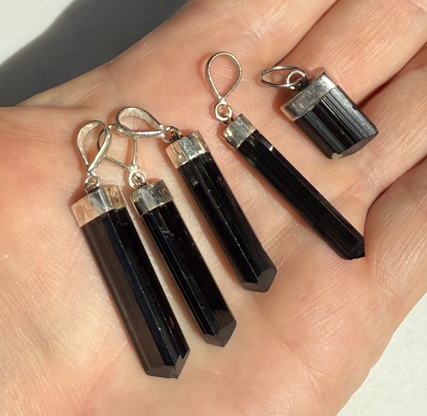 Protective Black Tourmaline Crystal Pendants