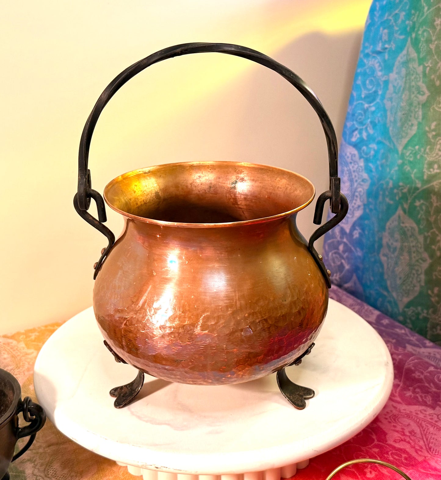 Huge Vintage 1970s German Copper Cauldron with Cast Iron Handle- comes with ingredients and instructions for Cauldron Connection Spell✨