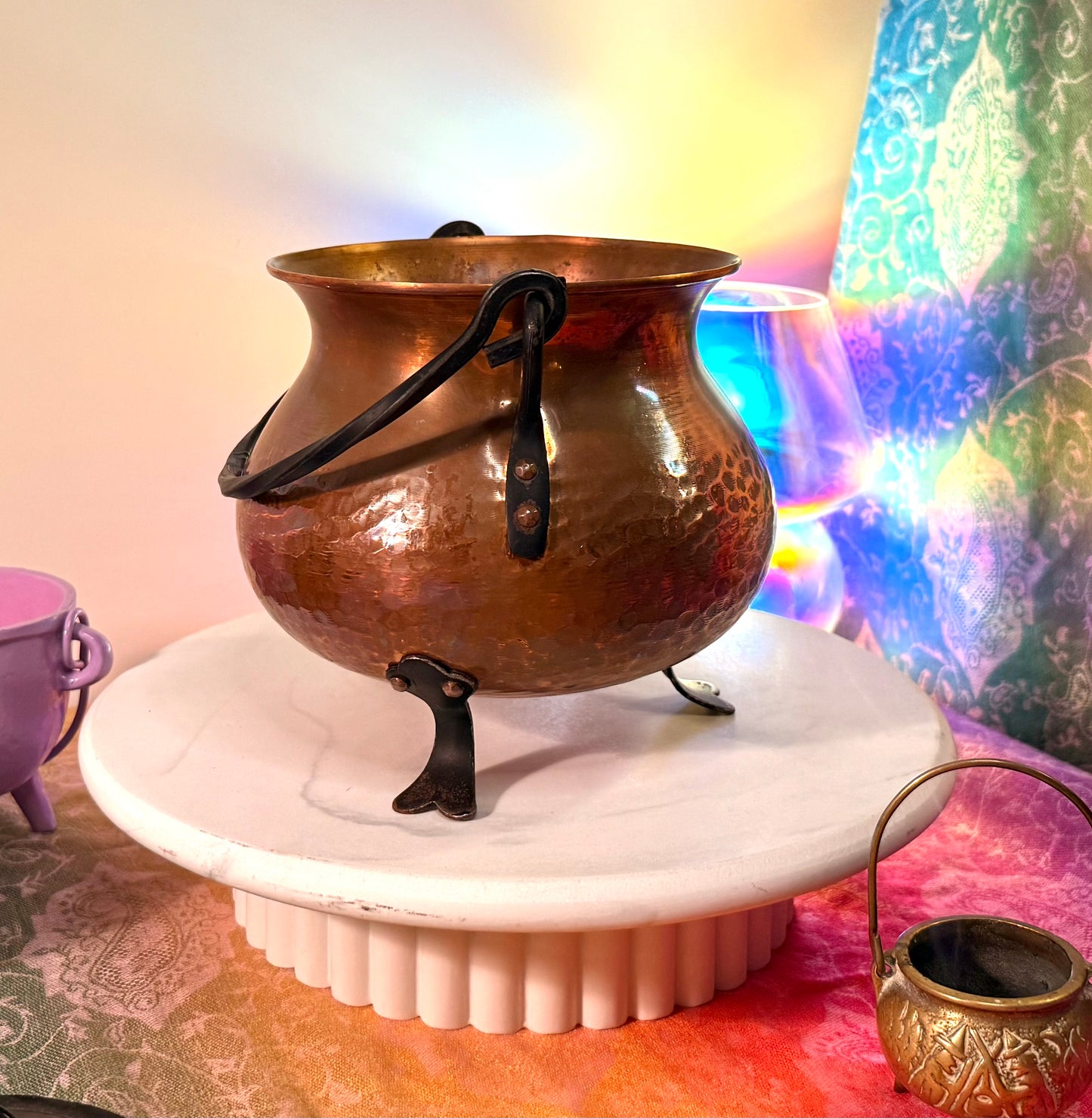 Huge Vintage 1970s German Copper Cauldron with Cast Iron Handle- comes with ingredients and instructions for Cauldron Connection Spell✨