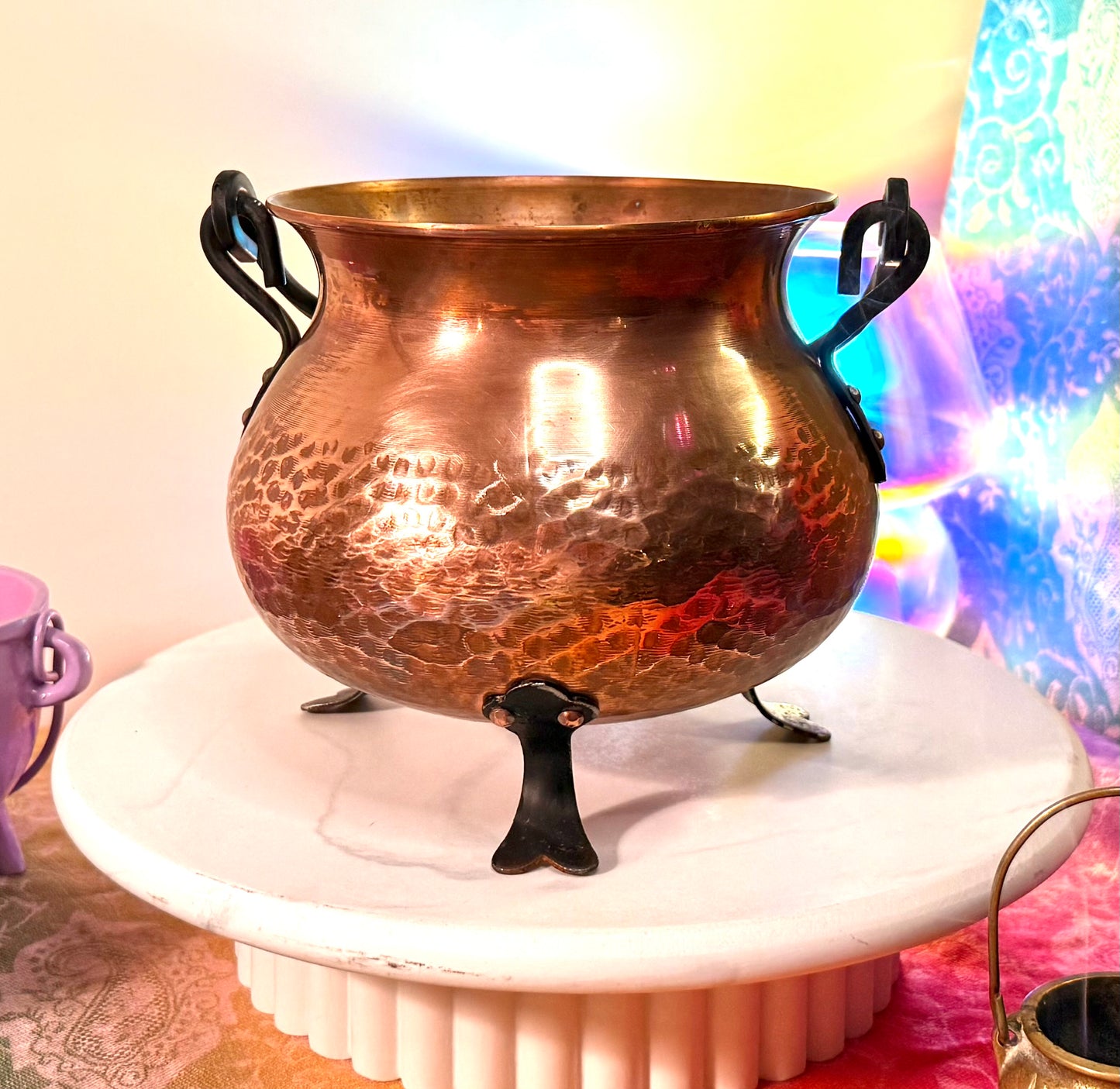 Huge Vintage 1970s German Copper Cauldron with Cast Iron Handle- comes with ingredients and instructions for Cauldron Connection Spell✨