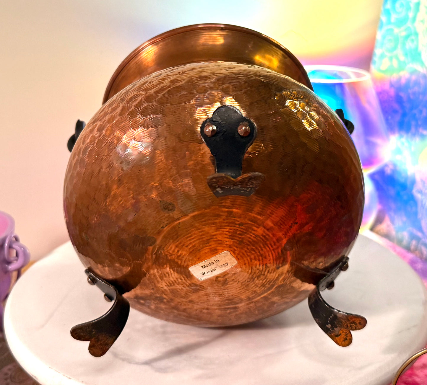 Huge Vintage 1970s German Copper Cauldron with Cast Iron Handle- comes with ingredients and instructions for Cauldron Connection Spell✨