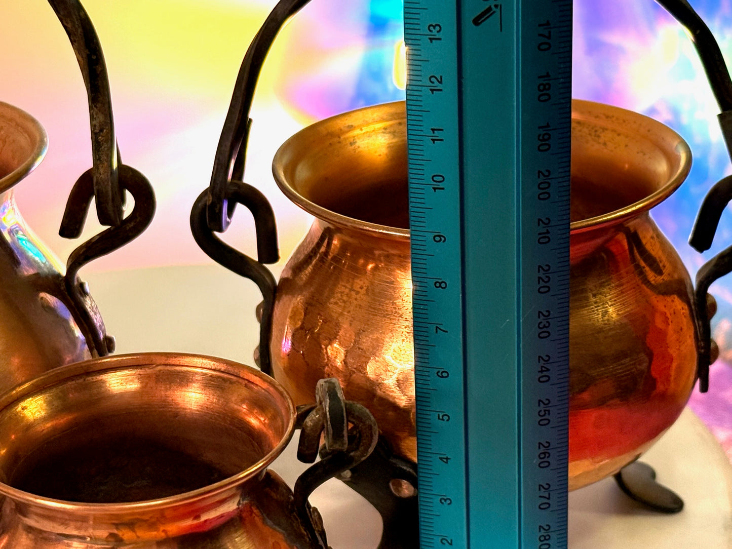 Fabulous Vintage 1970s French Copper Cauldron with Cast Iron Handle- comes with ingredients and instructions for Cauldron Connection Spell✨