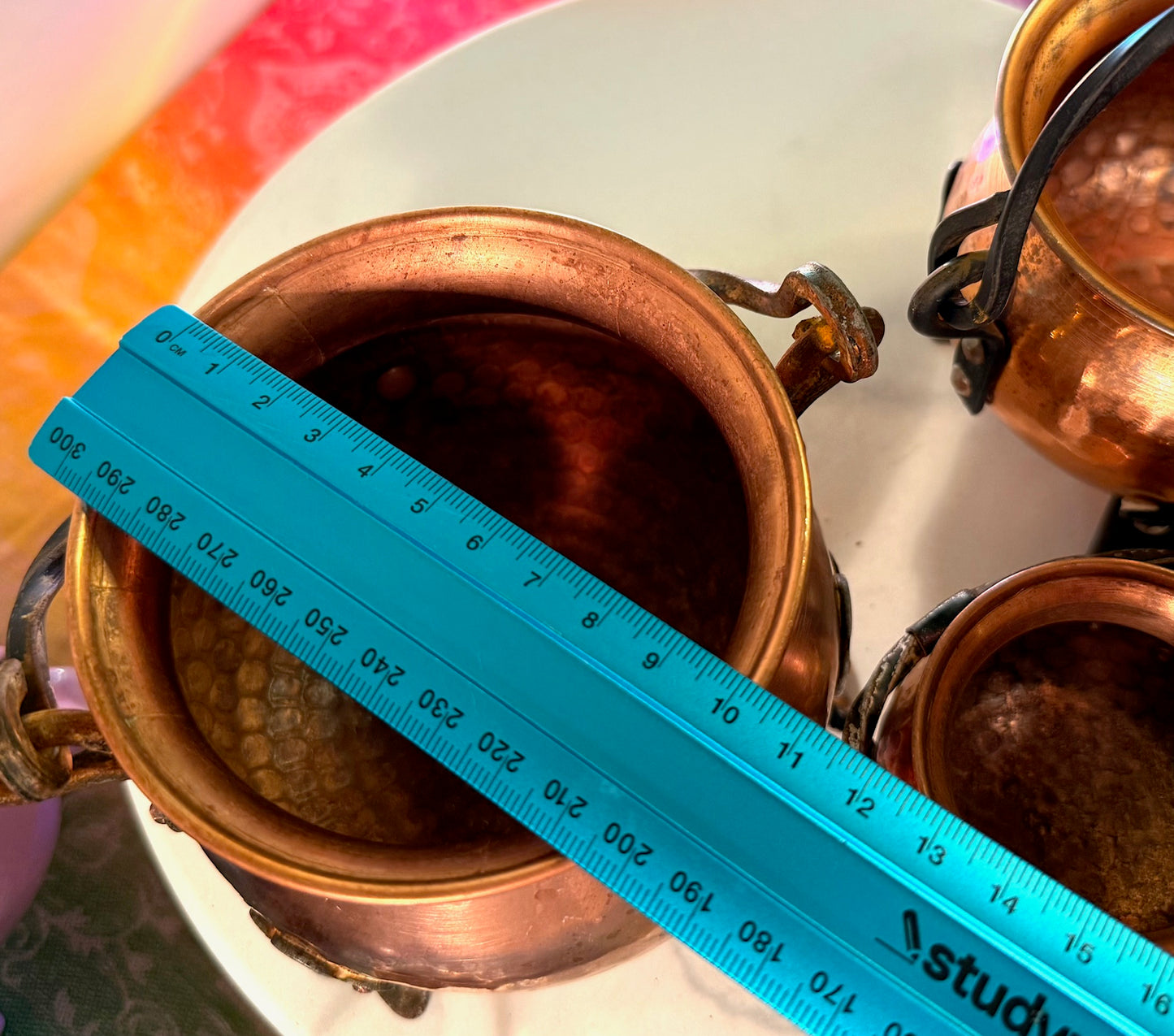 Stunning Vintage 1970s French Copper Cauldron with Cast Iron Handle- comes with ingredients and instructions for Cauldron Connection Spell✨ (Copy)