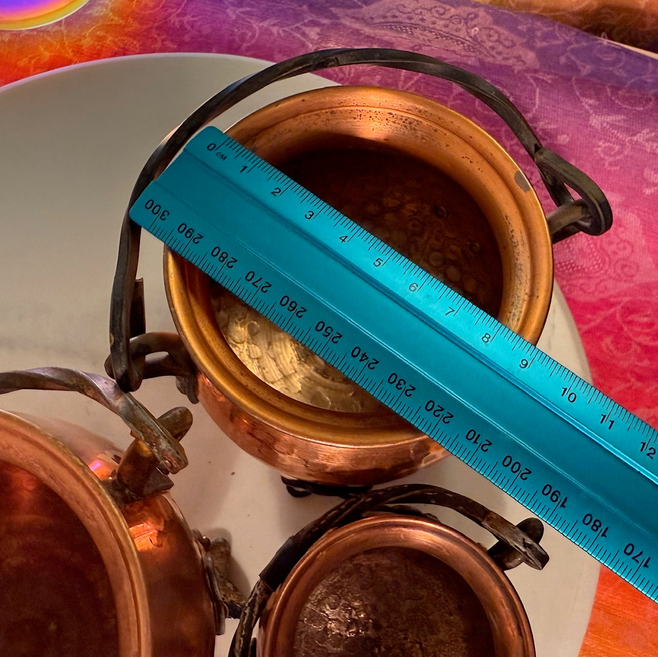 Fabulous Vintage 1970s French Copper Cauldron with Cast Iron Handle- comes with ingredients and instructions for Cauldron Connection Spell✨