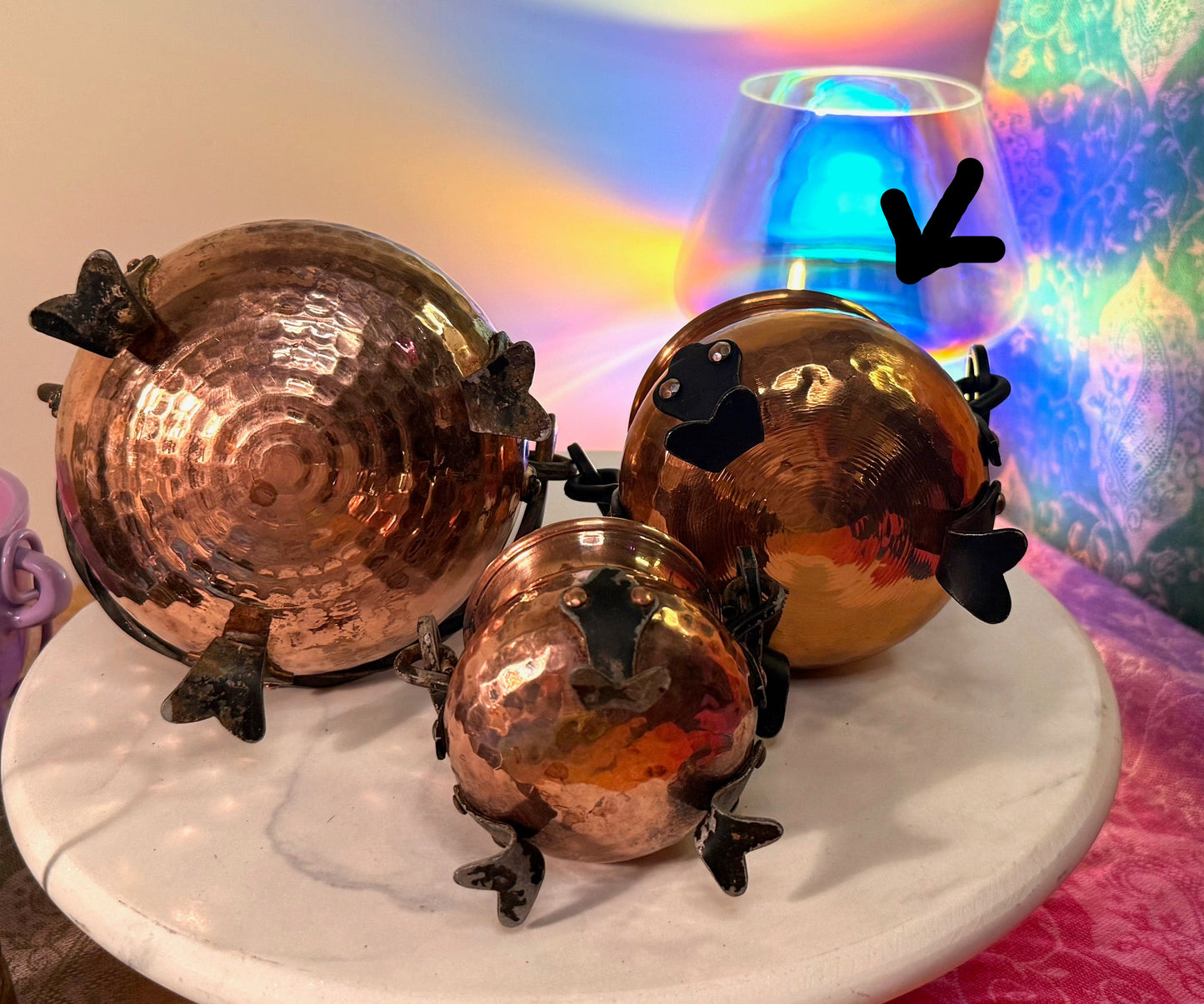 Fabulous Vintage 1970s French Copper Cauldron with Cast Iron Handle- comes with ingredients and instructions for Cauldron Connection Spell✨