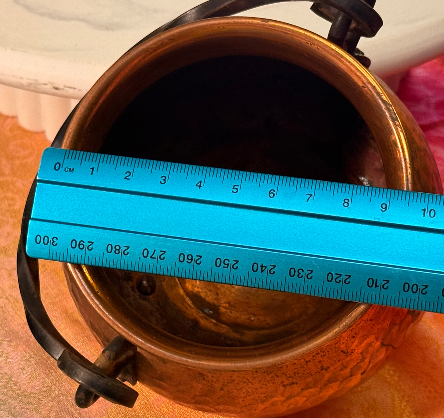 Stunning Vintage 1960s French Copper Cauldron with Cast Iron Handle- comes with ingredients and instructions for Cauldron Connection Spell✨